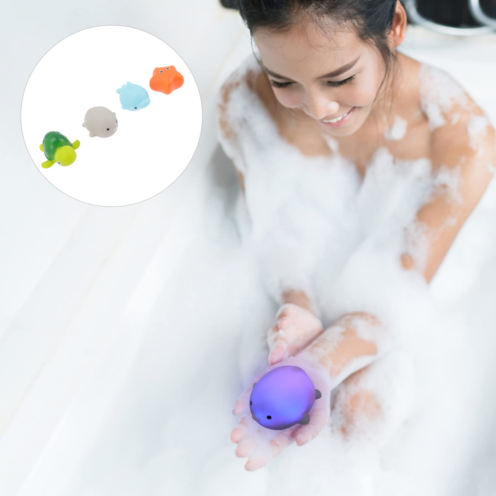VICASKY 8-Piece LED Bathtub Toys for Kids - Glow in the Dark Bath Time Fun, Floating Light Up Water Play Toys for Toddlers & Babies (Perfect for Sensory Play, Nighttime Baths, and Pool Parties)