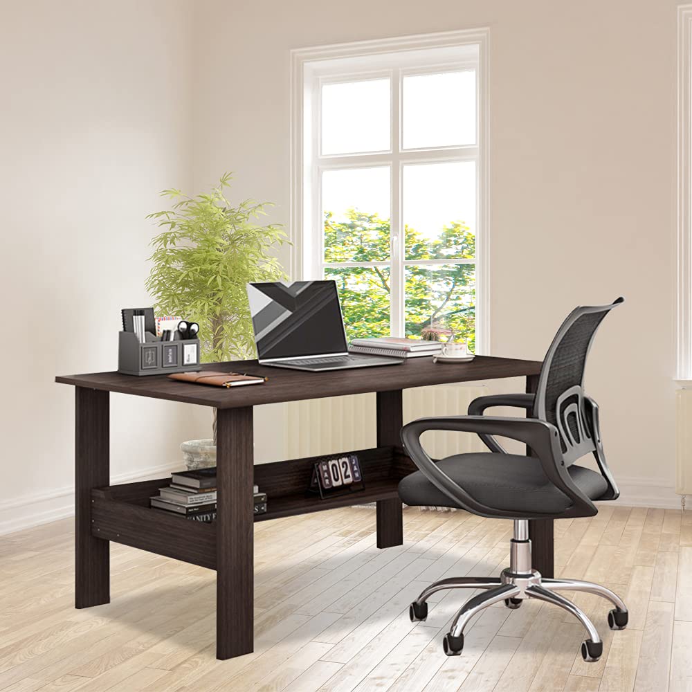 39-inch Wooden Computer Desk with Storage Shelf - Home Office Desk, Study Table for Students, PC & Laptop Workstation - Perfect for Small Spaces, Dorm Rooms & Remote Work