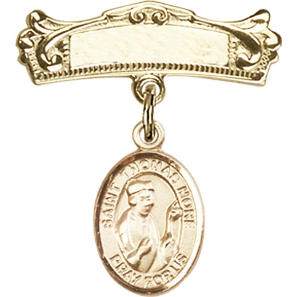 St. Thomas More Gold Filled Baby Badge Charm - 7/8
