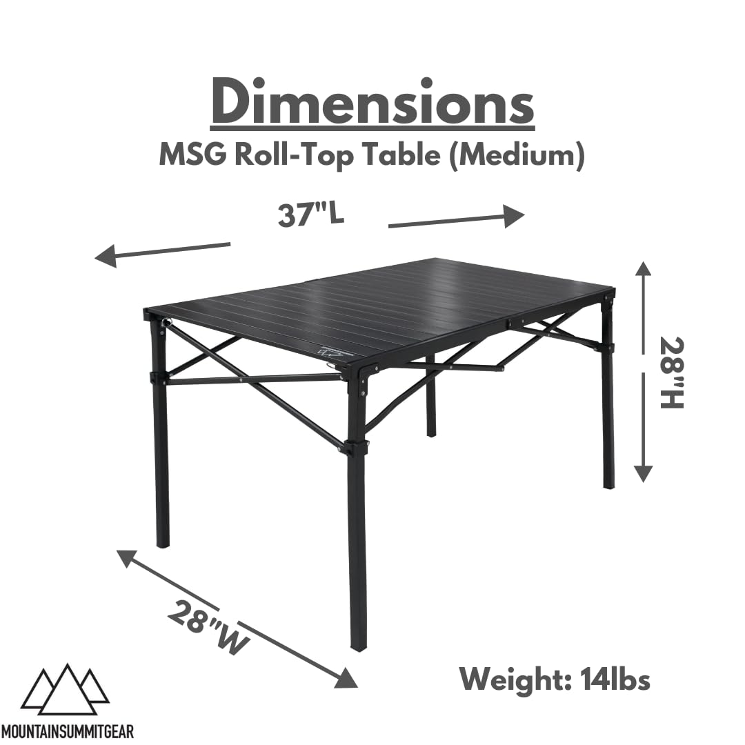 Heavy-Duty Roll-Top Camping Table - Portable Aluminum Folding Table with Steel Frame by Caddis Sports (Medium) | Perfect for Outdoor Picnics, Tailgating & Backyard BBQs