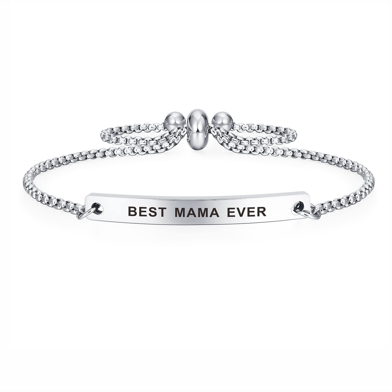 SOUSYOKYO Mama Bracelet - Best Ever Gifts for Women, Stainless Steel Jewelry for Mom - Birthday, Valentine's Day & Mother's Day Present - Perfect for Daily Wear, Special Occasions & Showing Love