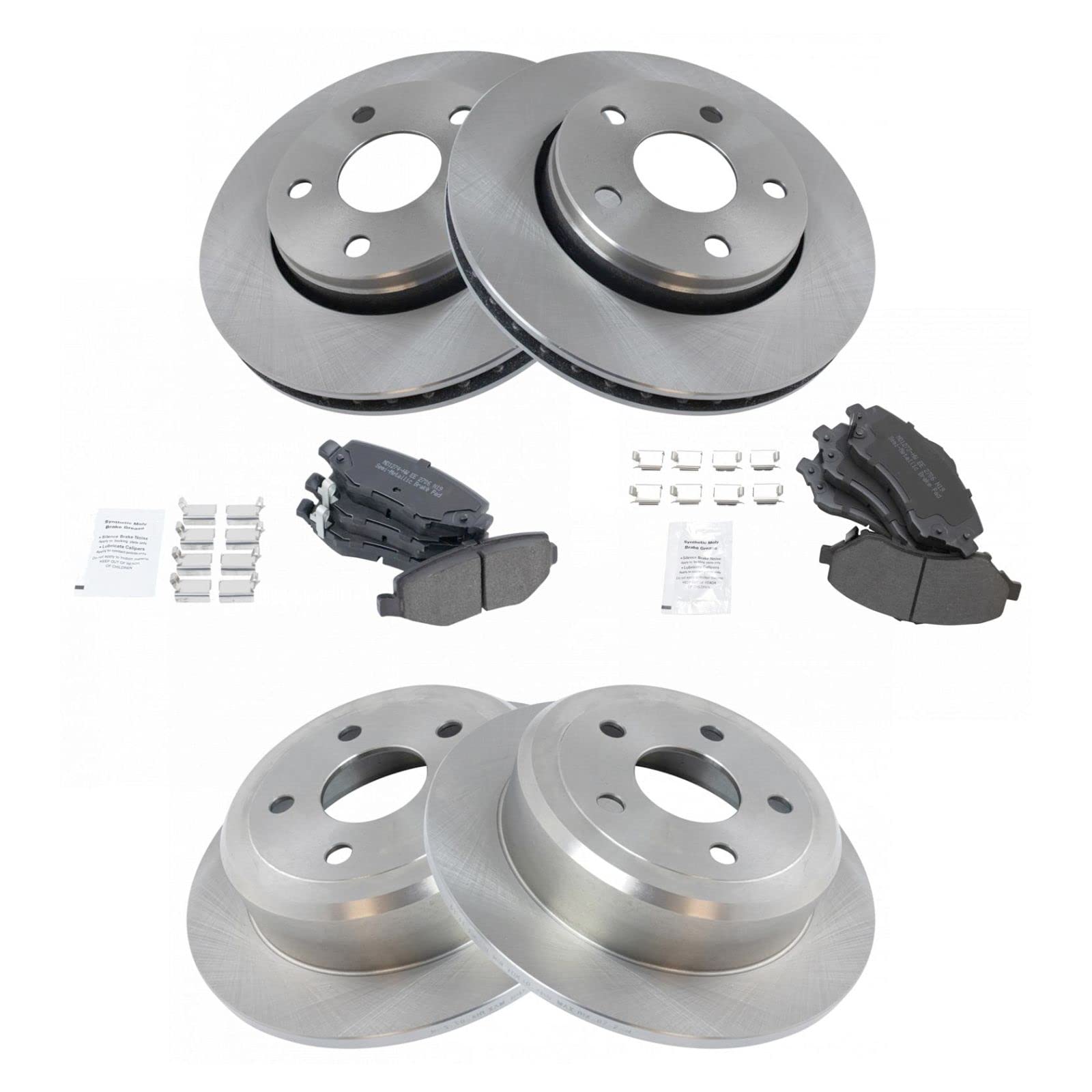 Premium Front & Rear Brake Pad & Rotor Kit - Semi-Metallic Brake Pads & Rotors Compatible with 2007-2018 Jeep Wrangler JK - Perfect for Off-Roading & Daily Driving