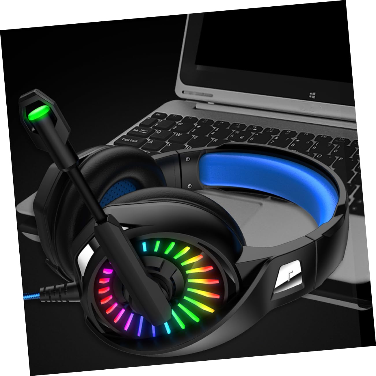 Gadpiparty 3-Piece Wired Gaming Headset with Microphone - Noise Cancelling Over-Ear Headphones for PC, Computer, PS4, Xbox - Black & Blue (A20 Model) - Perfect for Online Gaming, Streaming & Video Calls