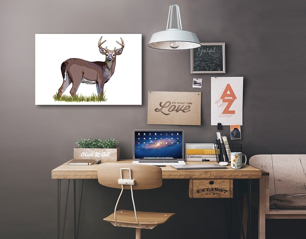 Lantern Press Deer Buck Wall Art - 16x24 Wrapped Canvas Print, Wildlife Home Decor for Living Room, Bedroom & Office | Nature Inspired Painting for Rustic Cabin & Modern Interior Design