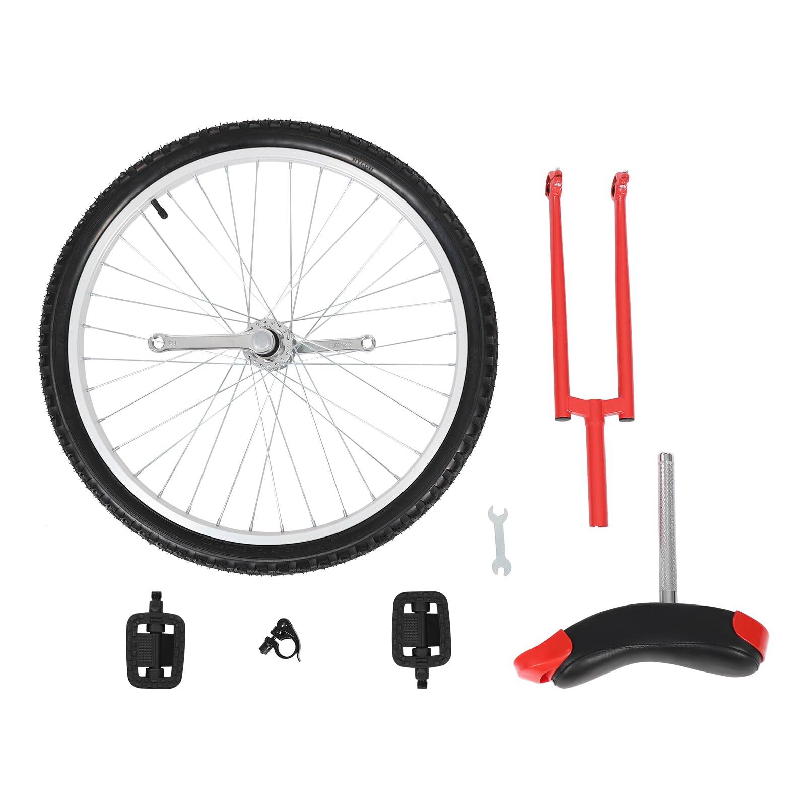 24 Inch Unicycle for Adults - Adjustable Height 32''-37'' with 2 Pedals, 440.9lbs Weight Capacity - Perfect for Outdoor Cycling, Indoor Balance Training & Commuting