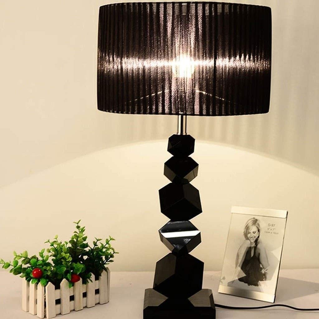 Modern Crystal Black LED Desk Lamp - 23.6X13 Inch Adjustable Table Light for Bedroom, Study & Office - European Style Decorative Fabric Lamp for Reading, Working & Nightstand Use