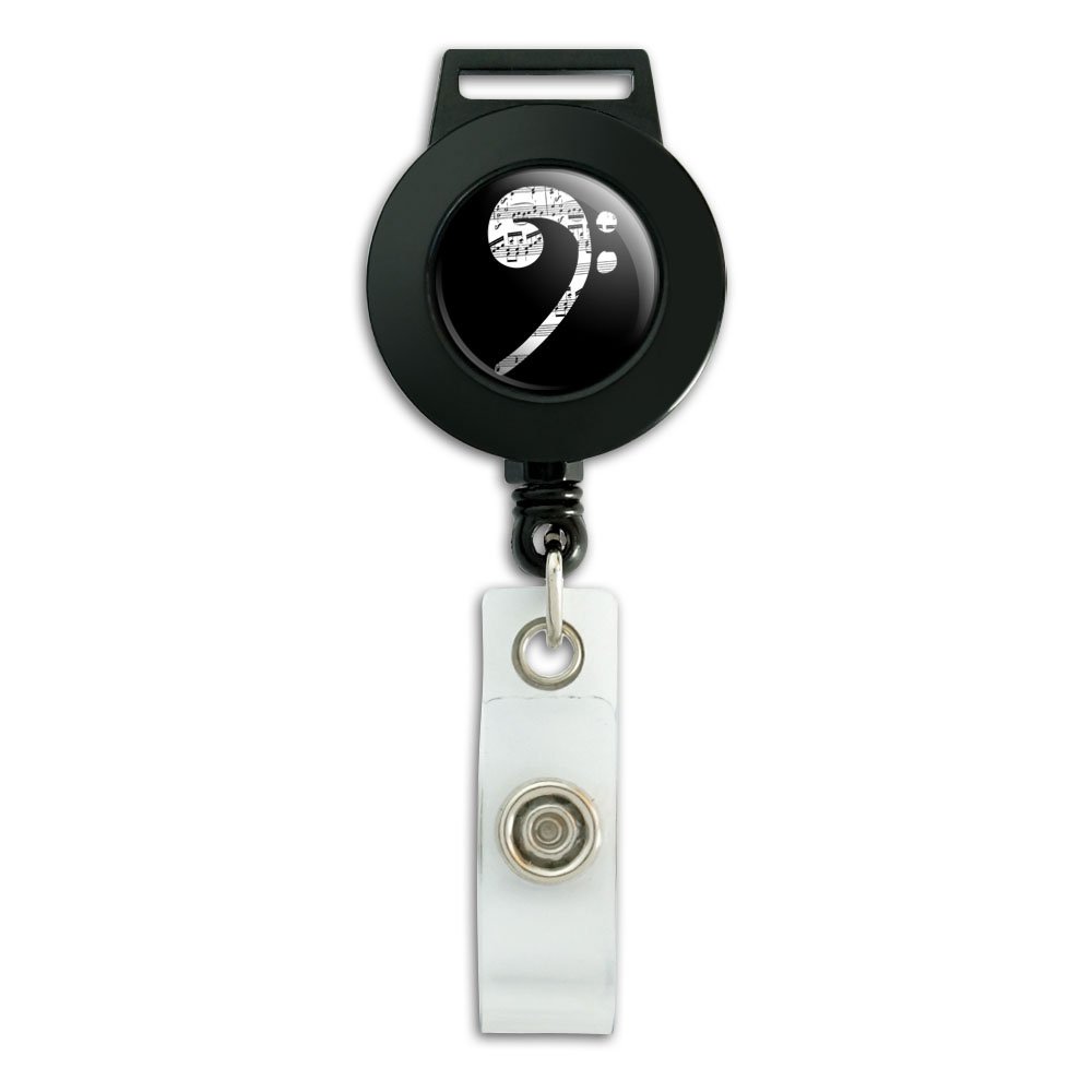 Bass Clef Sheet Music Lanyard - Retractable Badge Holder with ID Card Clip - Perfect for Music Teachers, Students & Orchestra Members