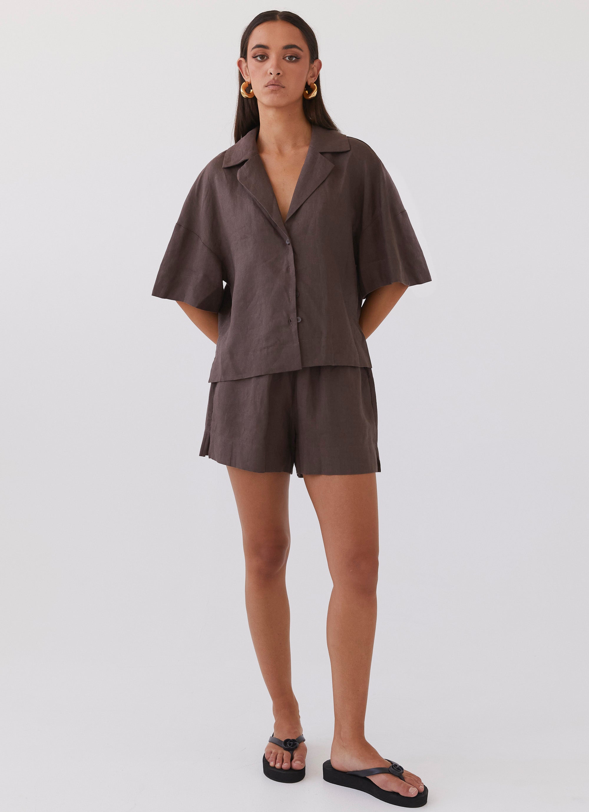 Chelsea Lounge Linen Shirt for Men - Breathable Casual Button Down Shirt in Chestnut Brown | Perfect for Summer, Office Wear & Outdoor Activities