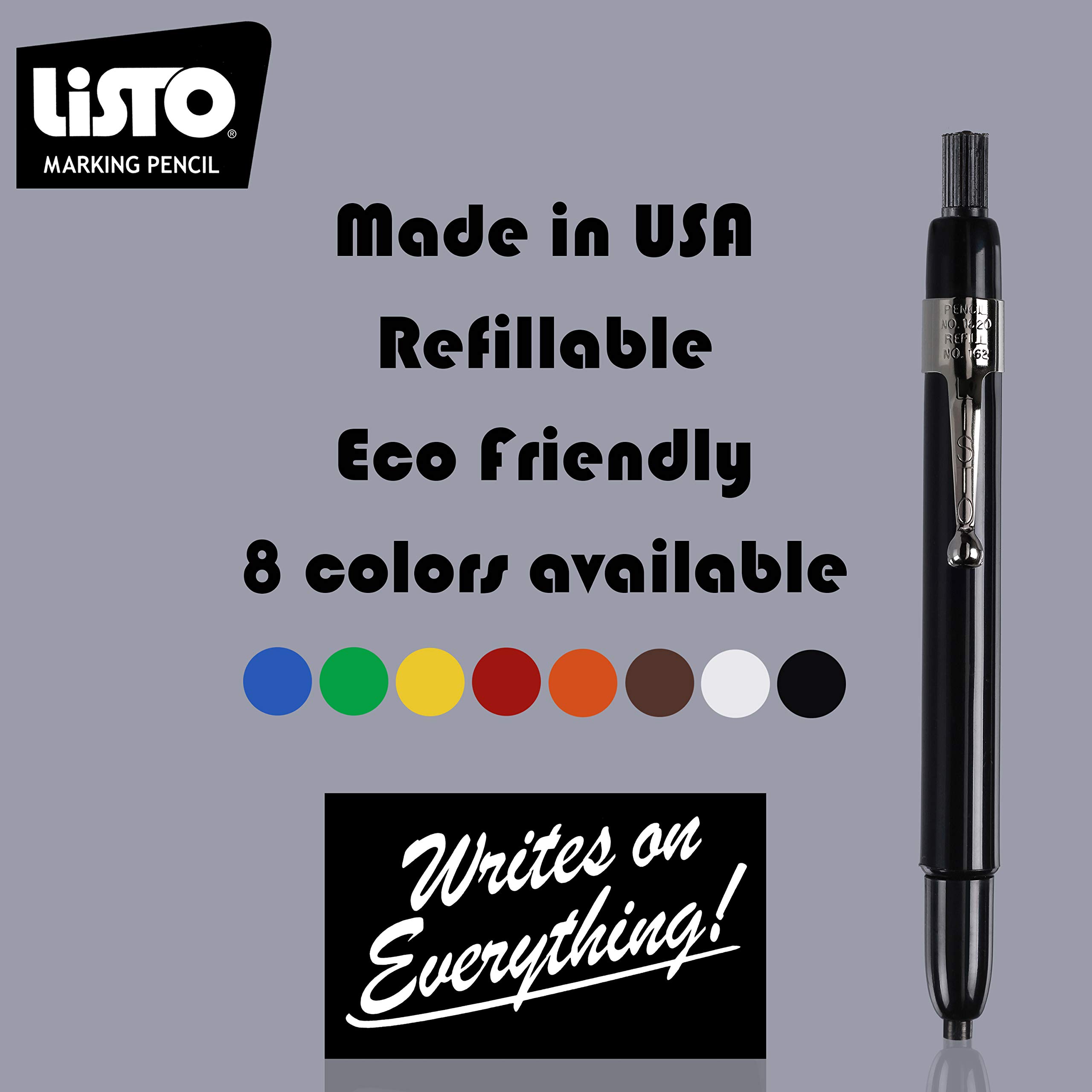 Listo 162 Black Grease Pencils - Box of 72 Refillable Wax Marking Pencils for Wood, Metal & Glass | China Markers for Construction, DIY & Industrial Use