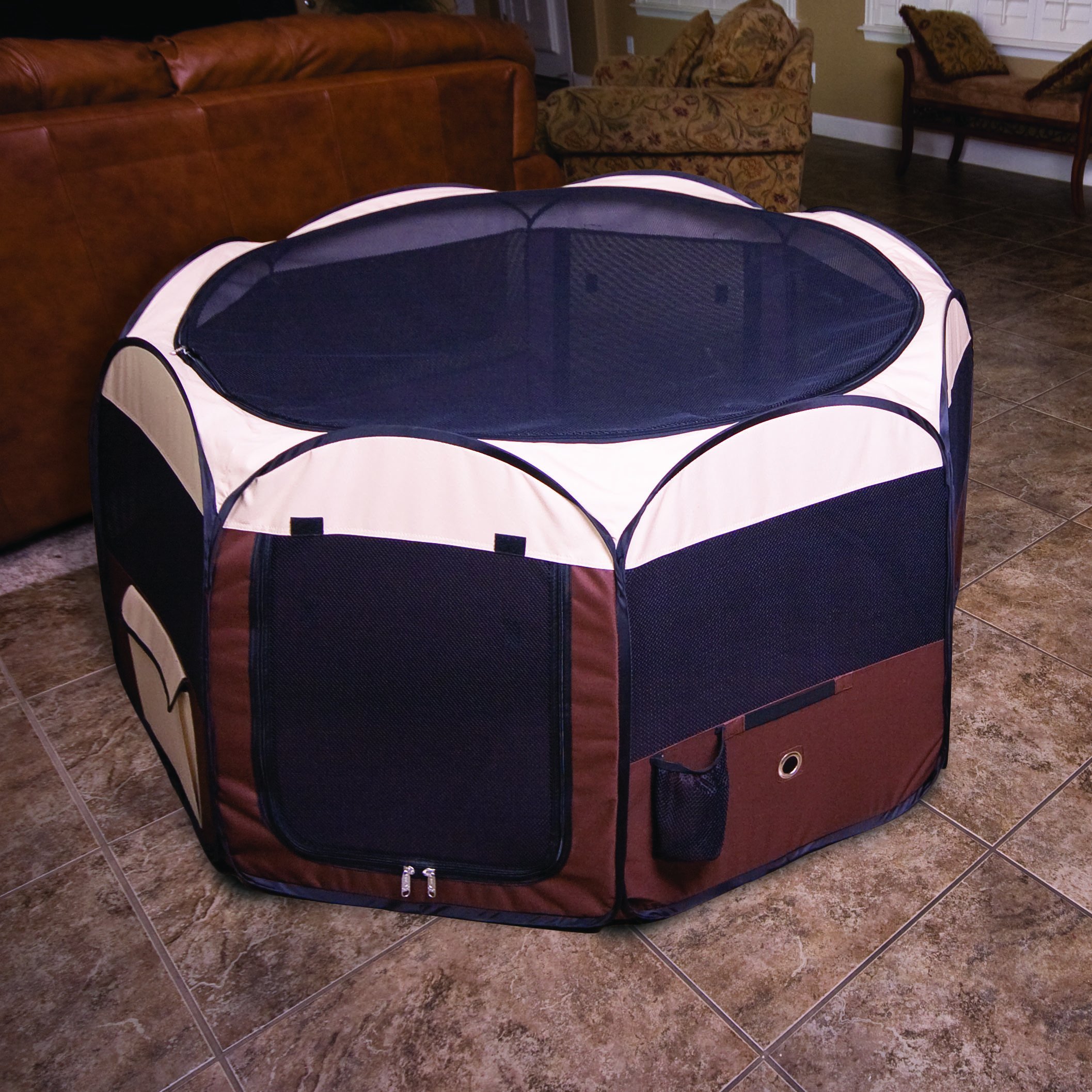 Ware Manufacturing Medium Deluxe Pop Up Dog Playpen - Portable Pet Exercise Pen for Small to Medium Dogs - Indoor & Outdoor Use for Training, Playtime, and Travel