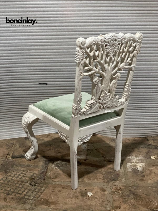 Hand Carved Menagerie Dining Chairs Set of 2 - Exotic Wooden Table Chairs for Kitchen, Dining Room & Restaurant - Elegant Handcrafted Wood Furniture for Home Decor