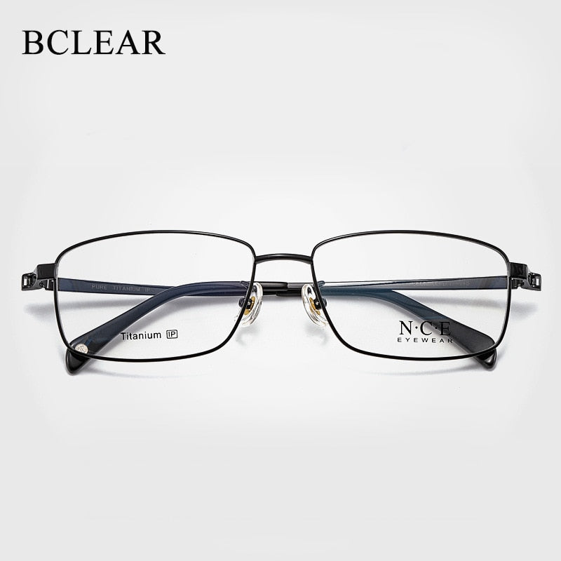 Bclear Men's Full Rim Square Titanium Eyeglasses Sc8357 - Lightweight Durable Frame for Work, Reading & Fashion | Stylish Prescription Glasses for Men