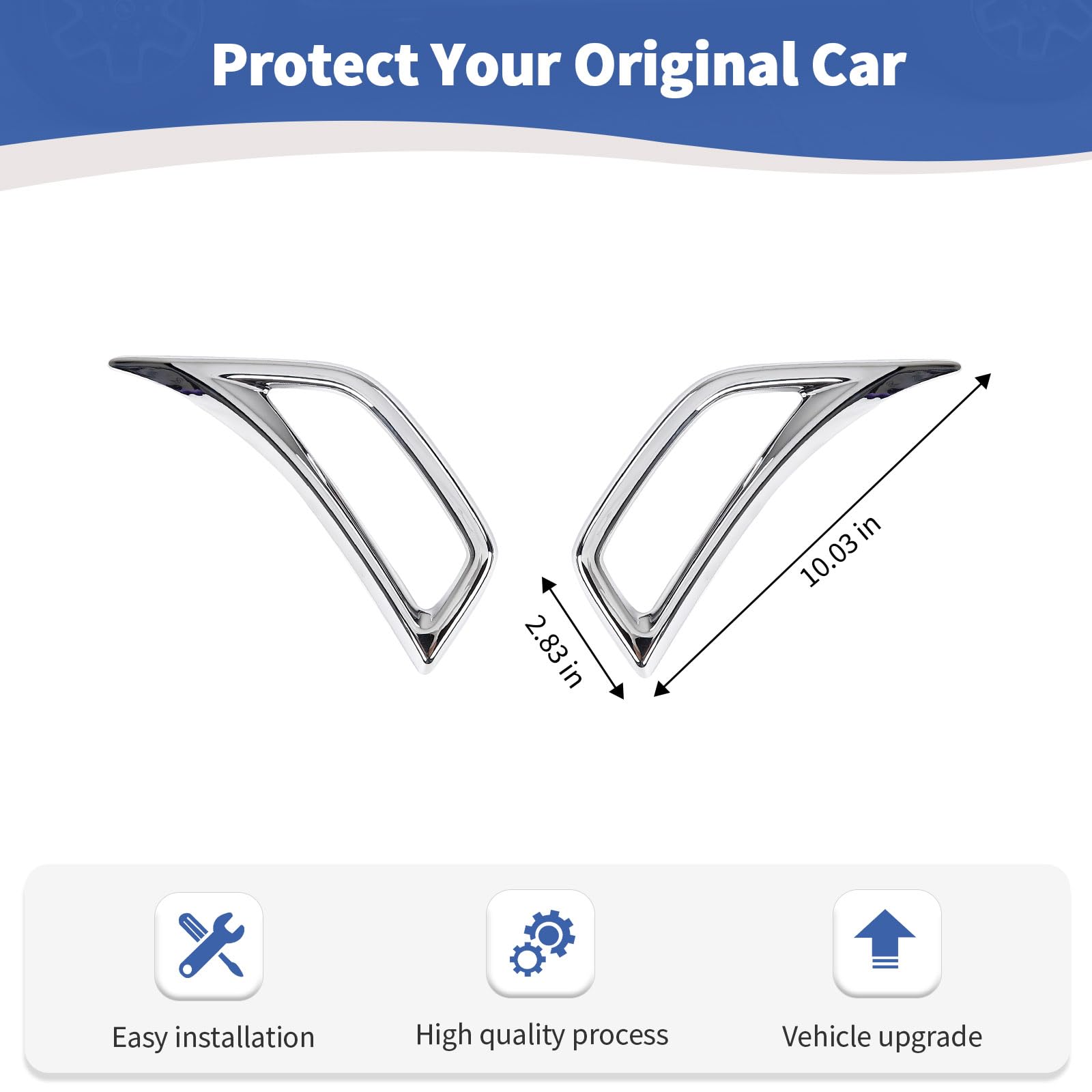 Jeep Wrangler JL JLU & Gladiator JT Side Fender Vent Decal Trim Cover - Chrome Exterior Accessories (2018-2024) 2pcs - Off-Road Style Upgrade for Enhanced Appearance