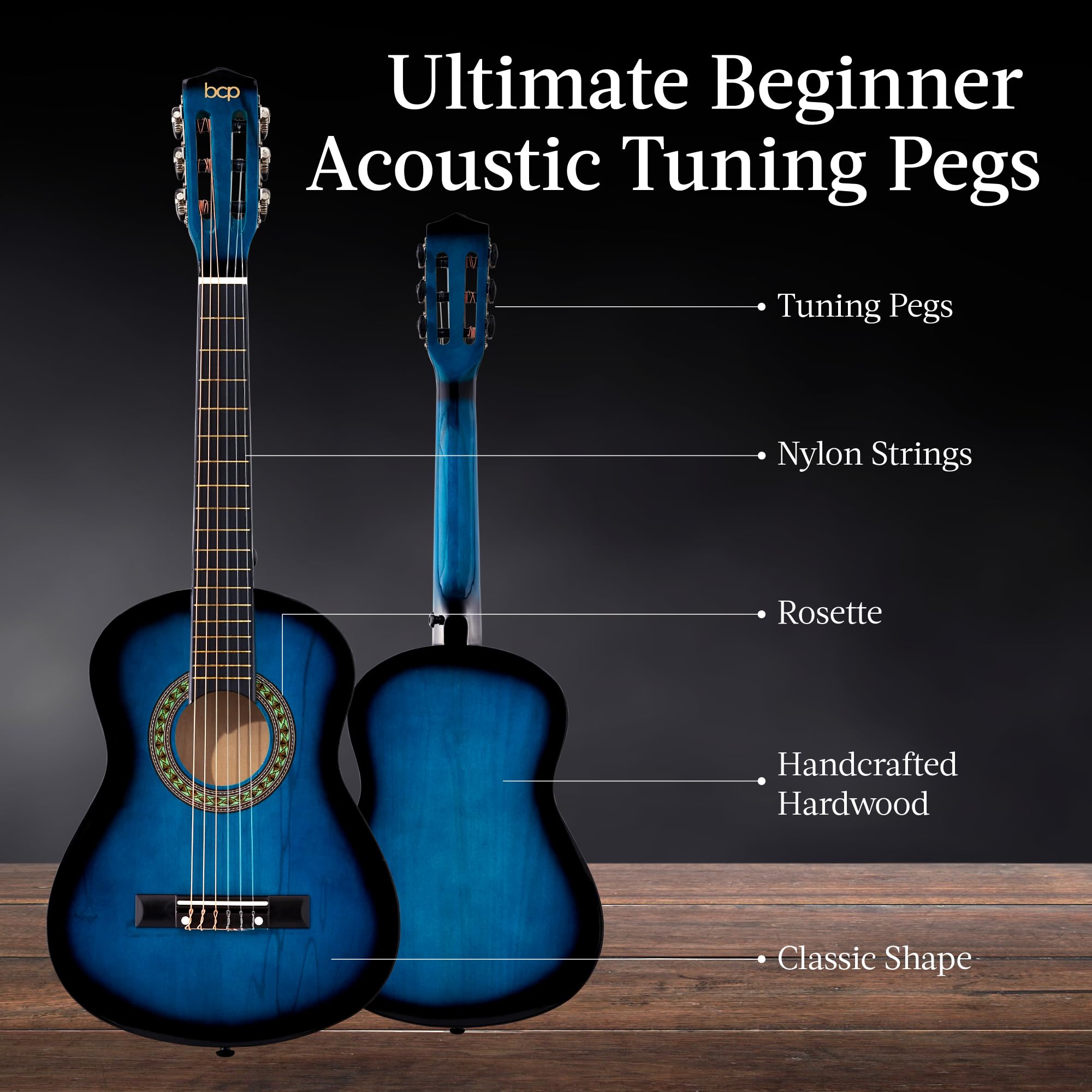 Best Choice Products 30-Inch Acoustic Guitar Beginner Kit with Strap, Case, Extra Strings & Rosette Inlay - Blueburst | Perfect for Kids, Teens & Adult Beginners | Home, School & Travel Use