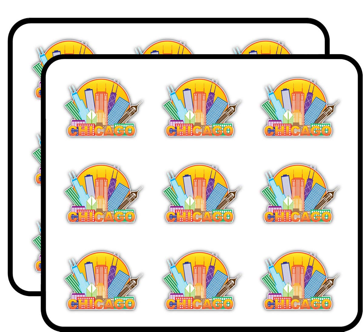 Chicago City USA Cartoon Label Stickers - 2 Inch Each, 18 Pack for Planner, Calendar, Scrapbooking & Crafting Decor | Perfect for DIY Projects, Journaling & Gift Wrapping