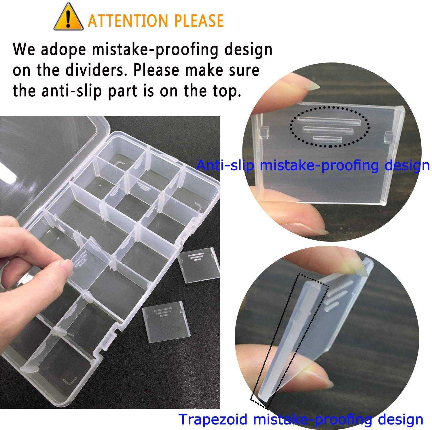 Qualsen Clear Plastic Storage Box with Adjustable Dividers - 18 Grid x 2 Compartment Craft & Tackle Organizer for Beads, Fishing Gear, Office Supplies & DIY Projects