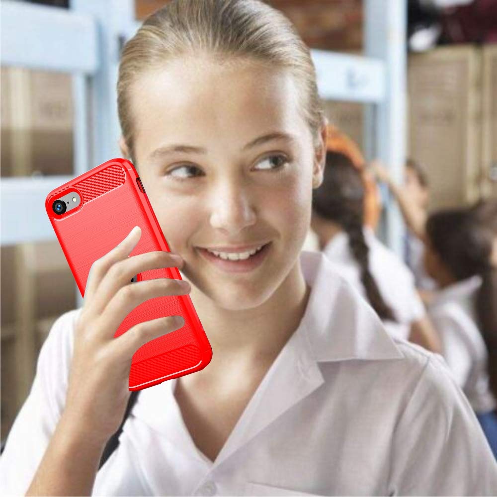 Folmeikat Shockproof TPU Silicone Phone Case with Reinforced Corners & Slim Screen Protector for iPhone SE 2020/2022, iPhone 8, iPhone 7 (4.7 Inch) - Red | Perfect for Daily Protection, Outdoor Activities & Travel