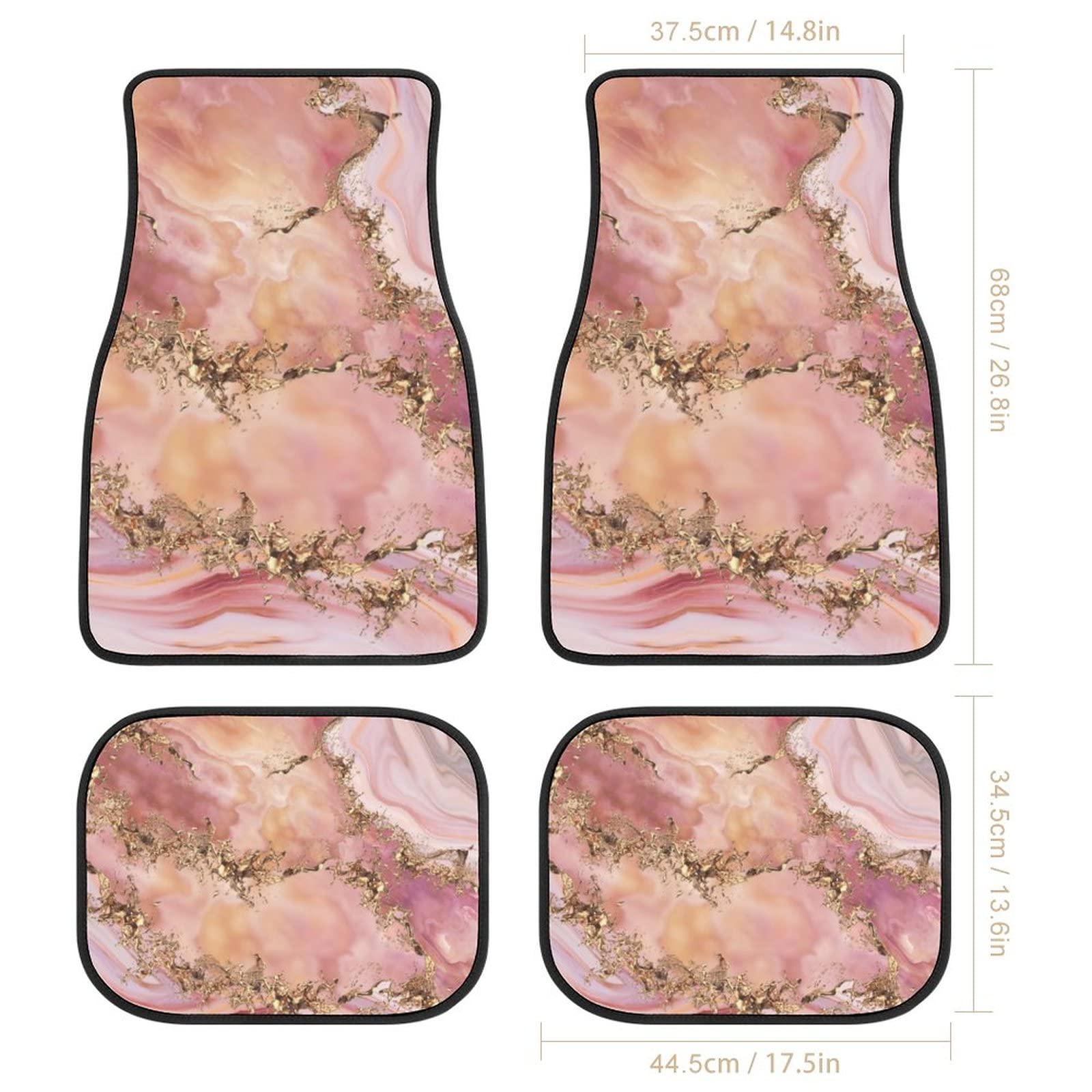 Rose Quartz & Pastel Pink Marble 4-Piece Car Floor Mats Set - Universal Fit for SUV, Sedan, Truck & Van | All-Weather Protection & Luxury Style | Perfect for Daily Commute, Road Trips & Family Vehicles