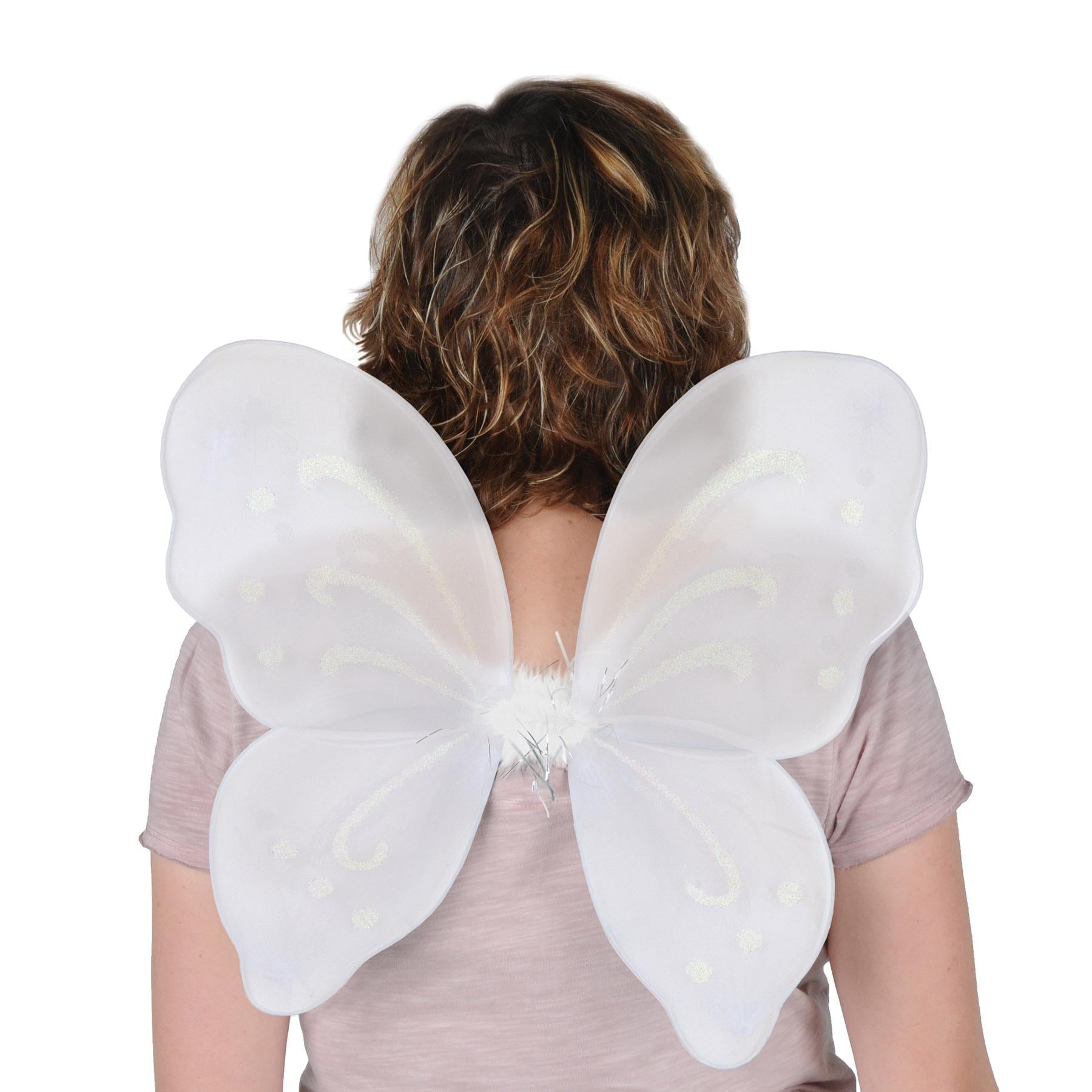 12 Pack Beistle Halloween Nylon Fairy Wings - White Costume Accessories for Kids & Adults - Perfect for Halloween Parties, Cosplay, and Dress-Up