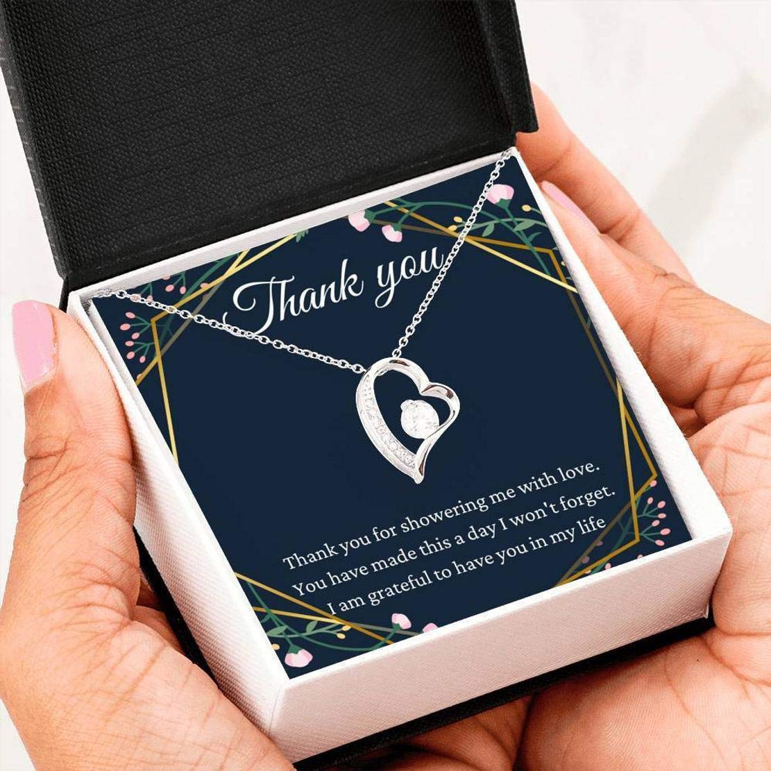 Heart Pendant Necklace - Elegant Silver Jewelry Gift for Baby Shower Hostess, Birthday & Christmas (White) | Perfect for Thank You Gifts & Special Occasions