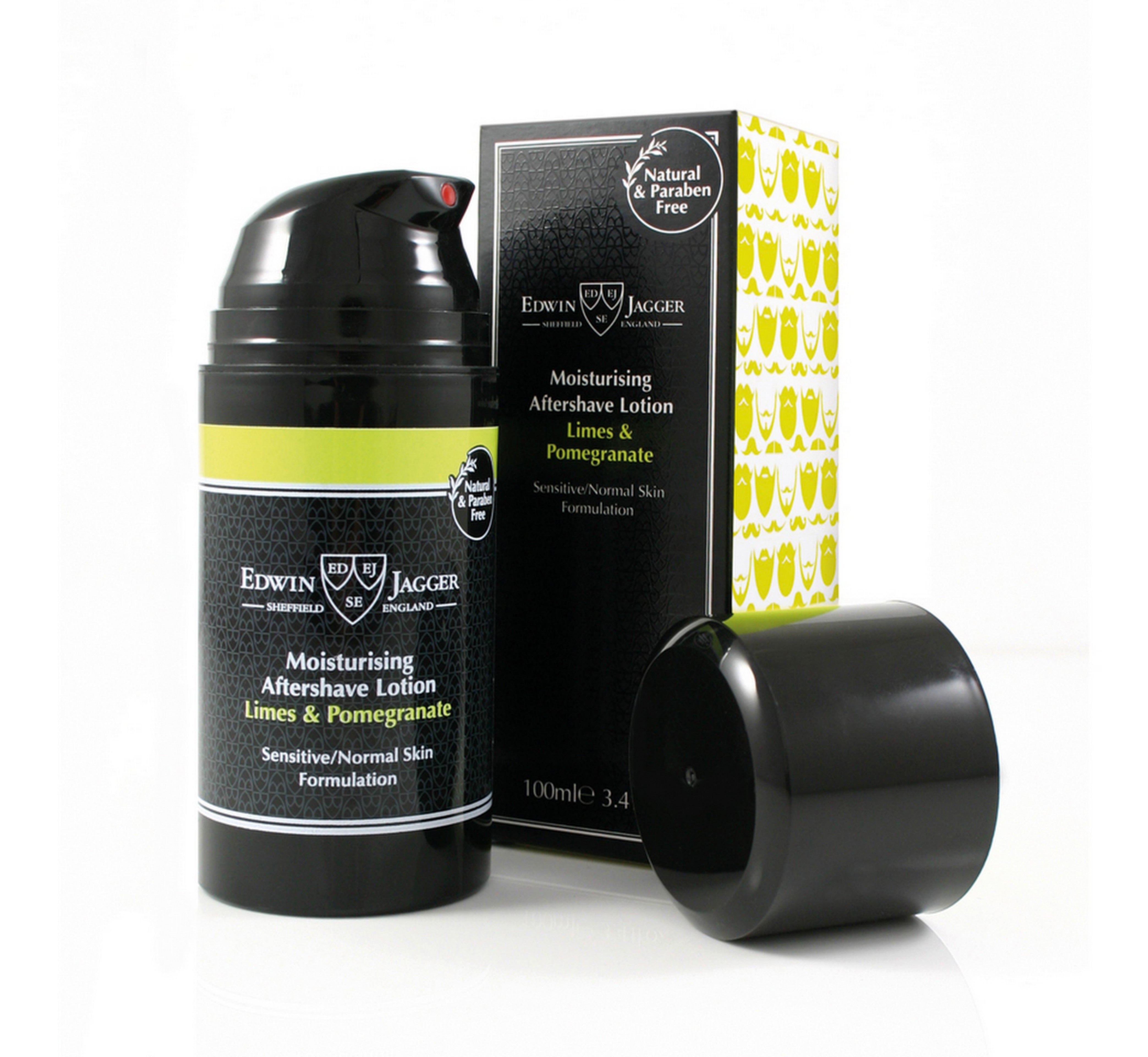 Edwin Jagger Limes & Pomegranate Aftershave Lotion 100ml - Soothing Post-Shave Balm for Men, Refreshing Citrus Scent, Alcohol-Free Formula - Perfect for Daily Skincare & Gift Sets