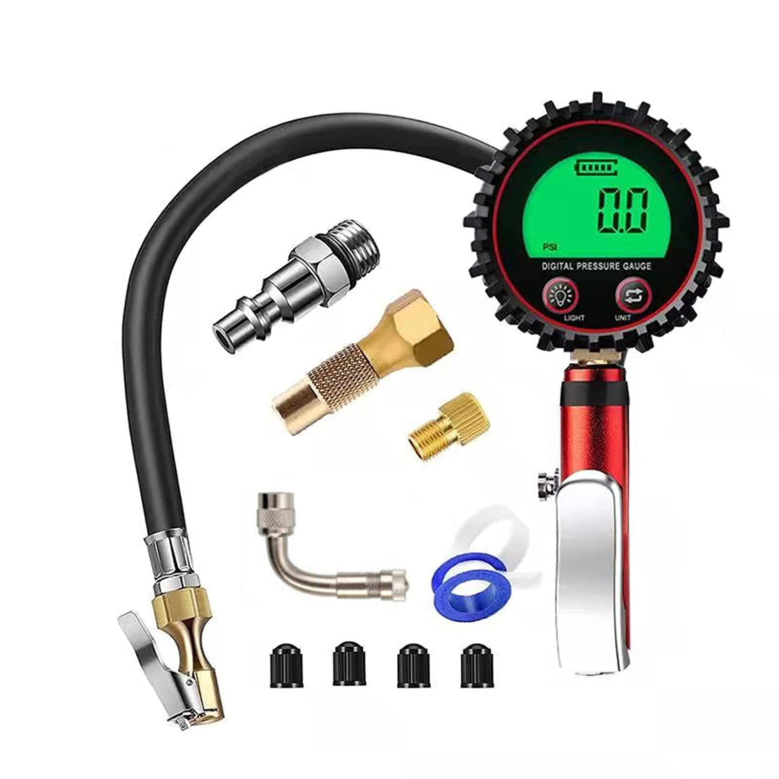255 PSI Digital Tire Inflator with Pressure Gauge - Portable Air Compressor Accessories Kit with 0.1 Display & Quick Connect Coupler (B Pack) - Perfect for Cars, Bikes, SUVs and Home Garage Use
