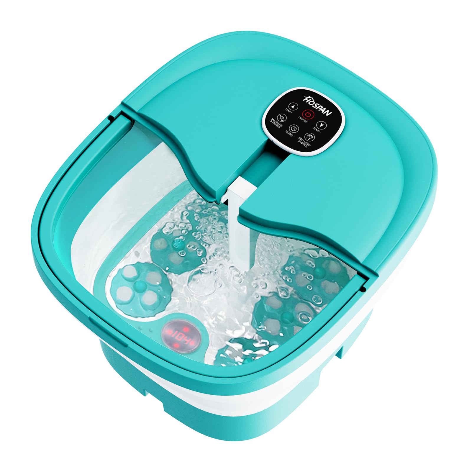 HOSPAN Electric Foot Spa with Heat, Bubble, Remote & 24 Shiatsu Massage Balls - Collapsible Foot Bath for Relaxation, Stress Relief & Pedicure - Perfect for Home Spa, Self-Care & Gift Giving