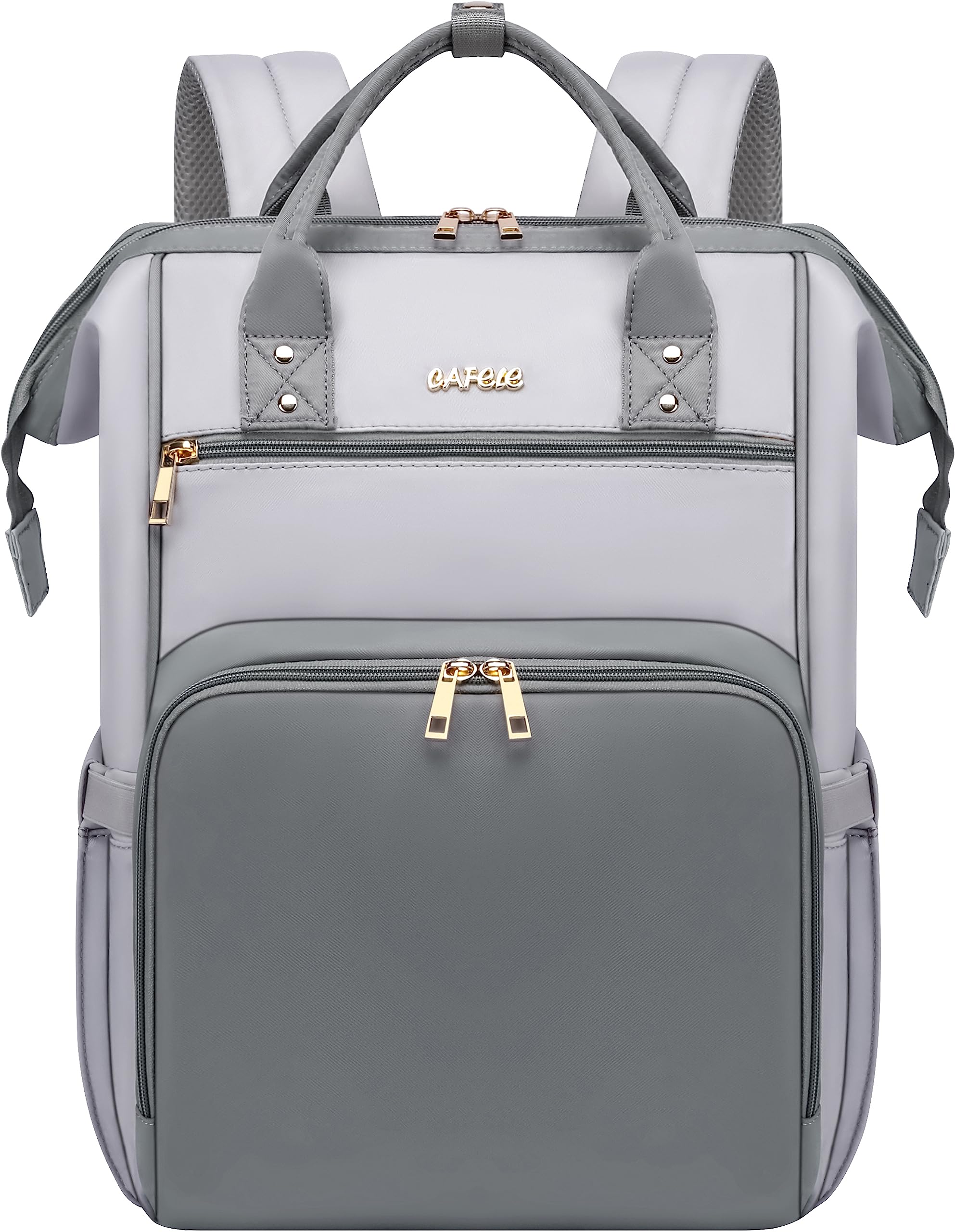 17.3 Inch Anti-Theft Laptop Backpack for Women - Water Resistant Business Backpack with Large Capacity, Grey-White - Perfect for Travel, College & Work Commute