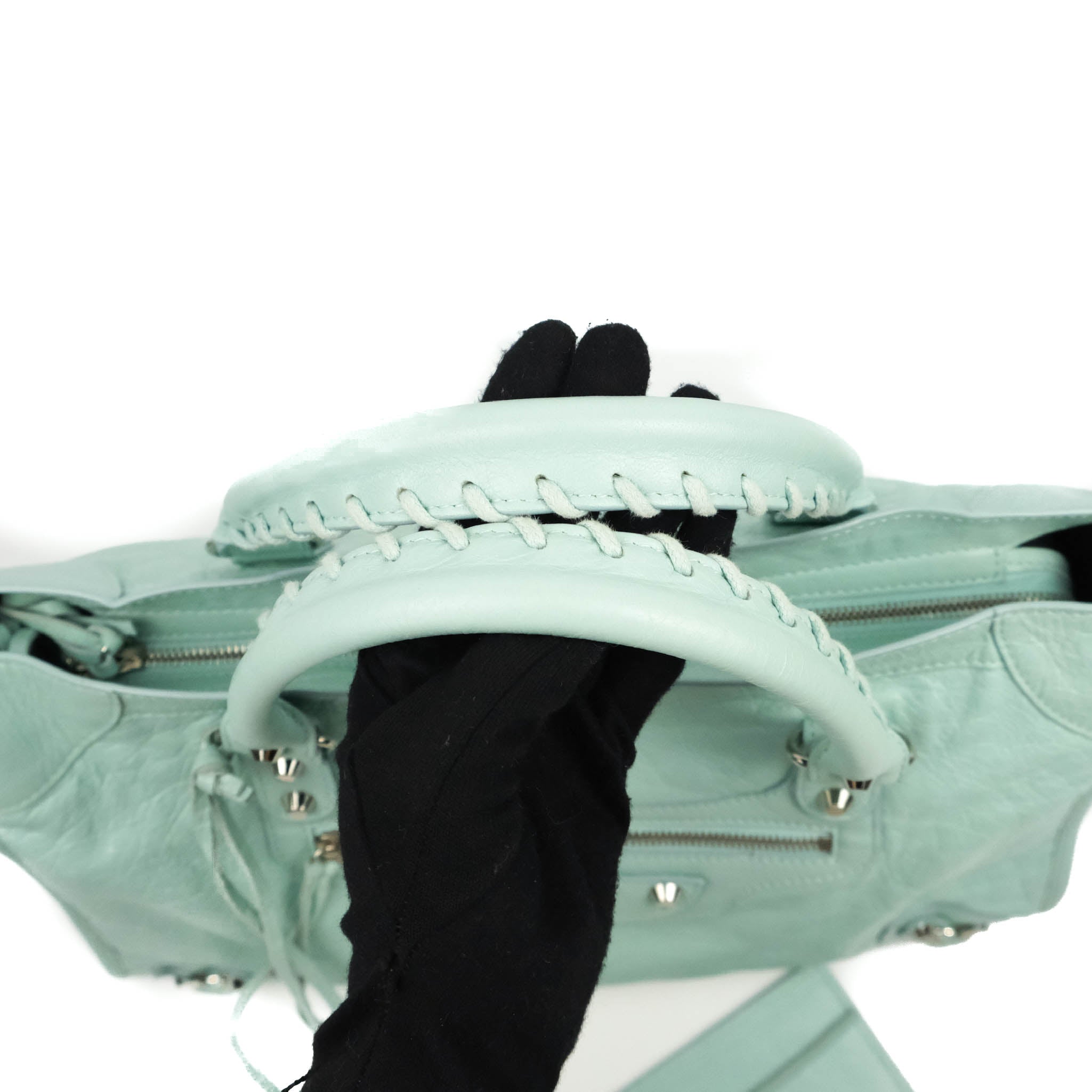 Balenciaga Classic City Bag in Tiffany Blue Calfskin with Silver Hardware - Luxury Designer Handbag for Women, Perfect for Everyday Use, Work & Special Occasions