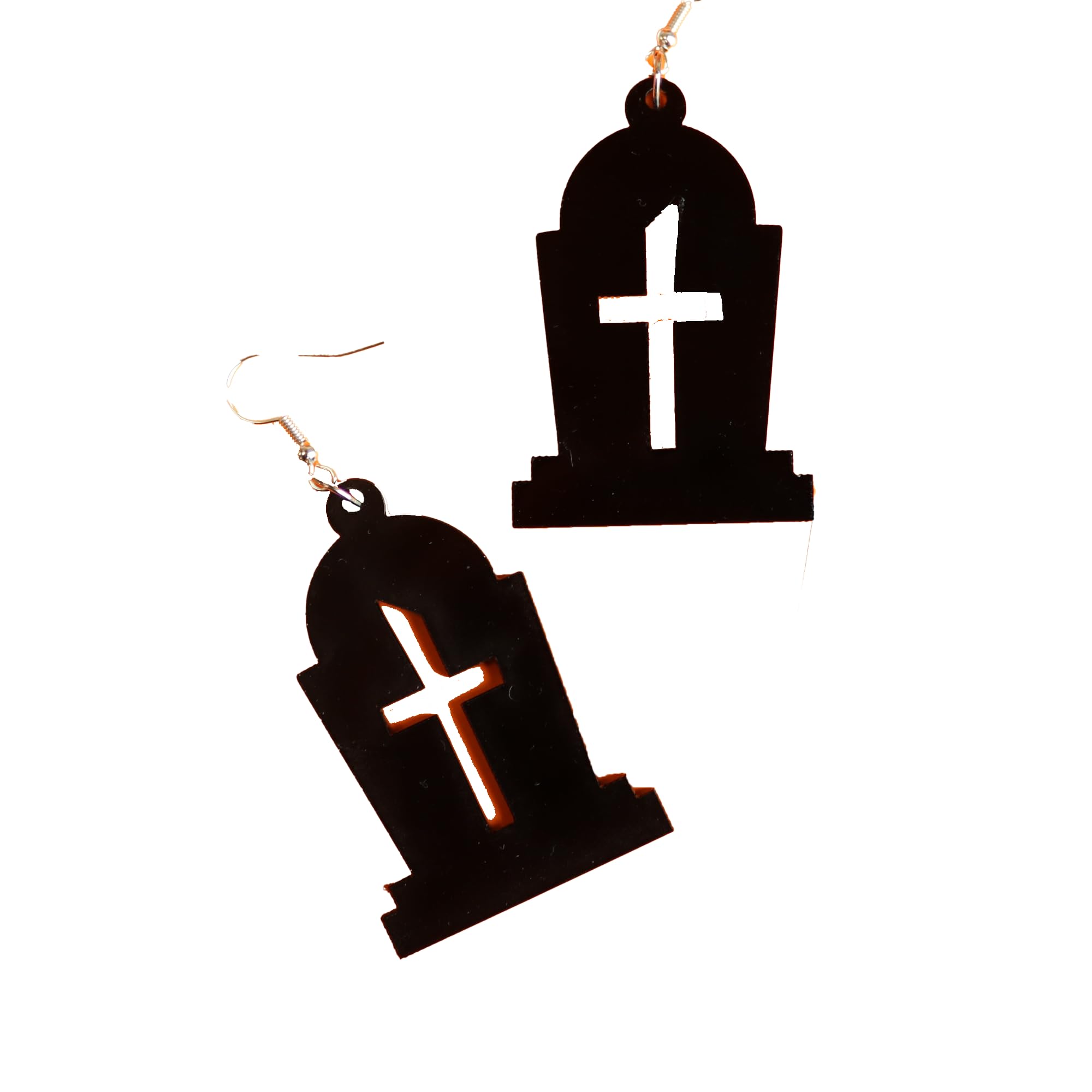 Spooky Halloween Tombstone Earrings - Handmade Recycled Acrylic Dangly Jewelry for Women | Gothic Accessories for Halloween Party, Costume Cosplay & Witch Theme Events | Unique Spooky Gift for Horror Fans