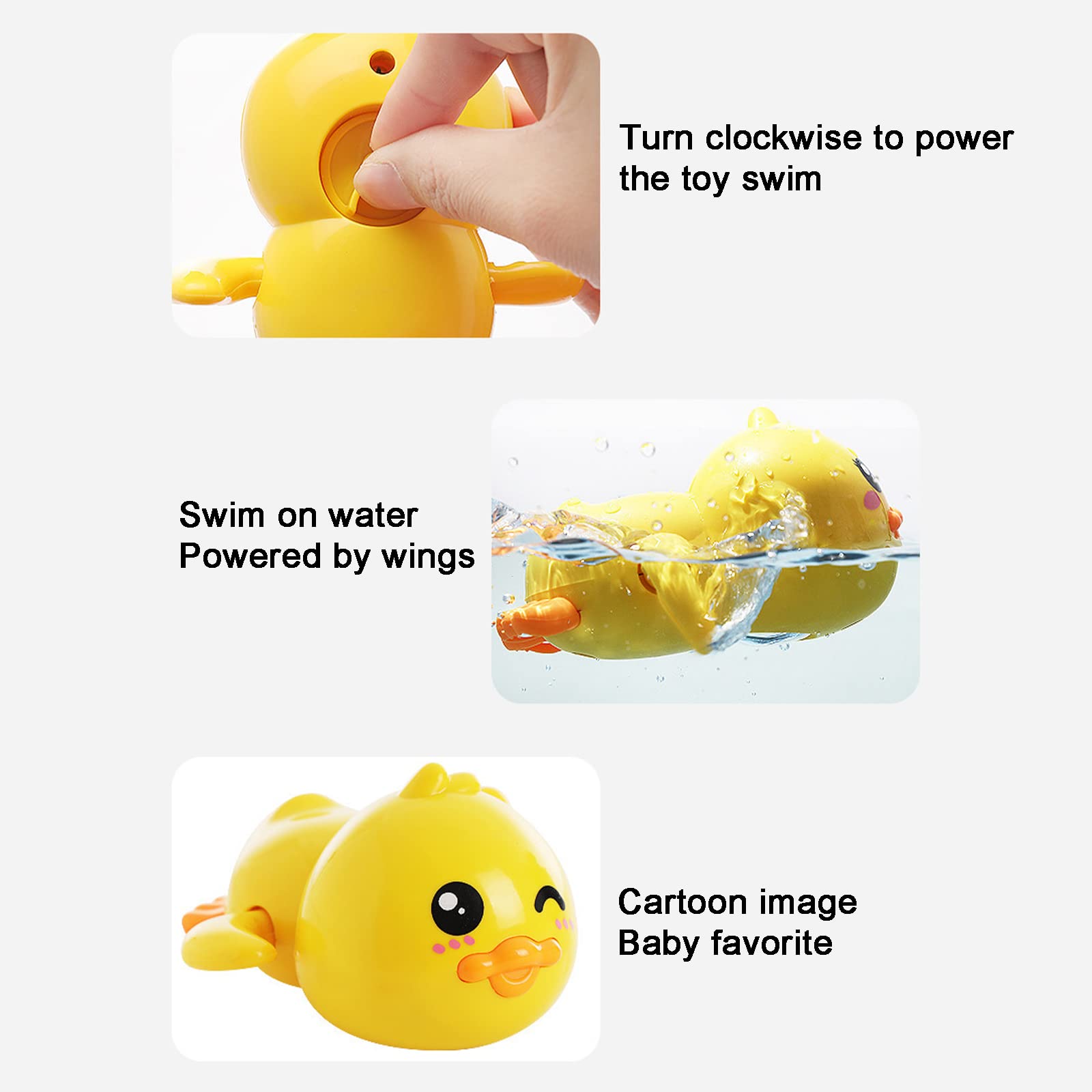 Xutong 6-Piece Wind-Up Swimming Duck Bath Toy Set for Toddlers - ABS Material, Animal-Themed, Unisex, Ages 1-3 (Random Colors) - Fun Bathtime Learning & Sensory Play for Babies