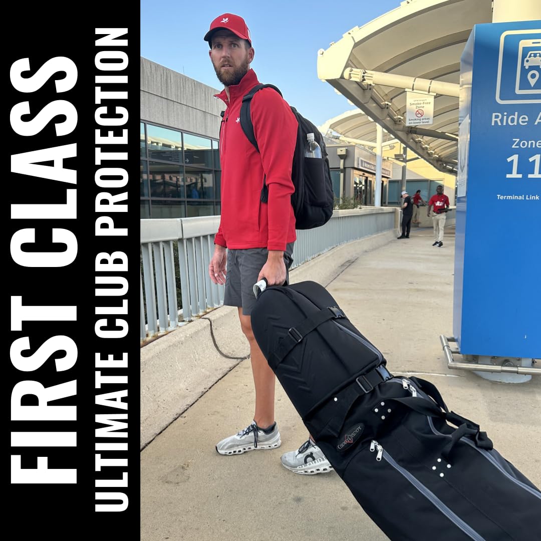 Premium Padded Golf Club Travel Cover with Wheels - Heavy Duty Airline Approved Golf Travel Bag for Protection & Easy Transport | Perfect for Air Travel, Tournaments & Golf Vacations