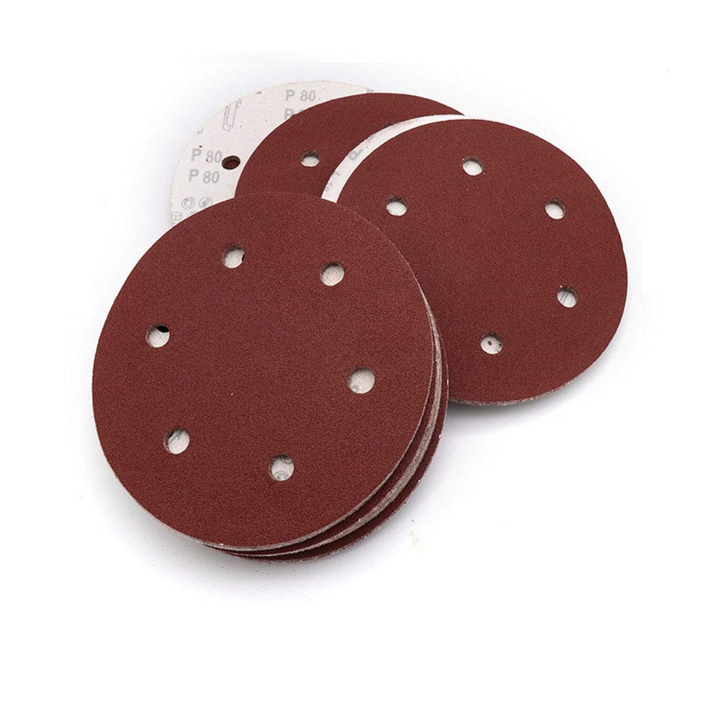 40 Grit 9 Inch 6 Hole Hook and Loop Sanding Discs - 10PCS Flocking Sandpaper for Random Orbital Sander - Perfect for Woodworking, Metal Polishing & DIY Home Projects