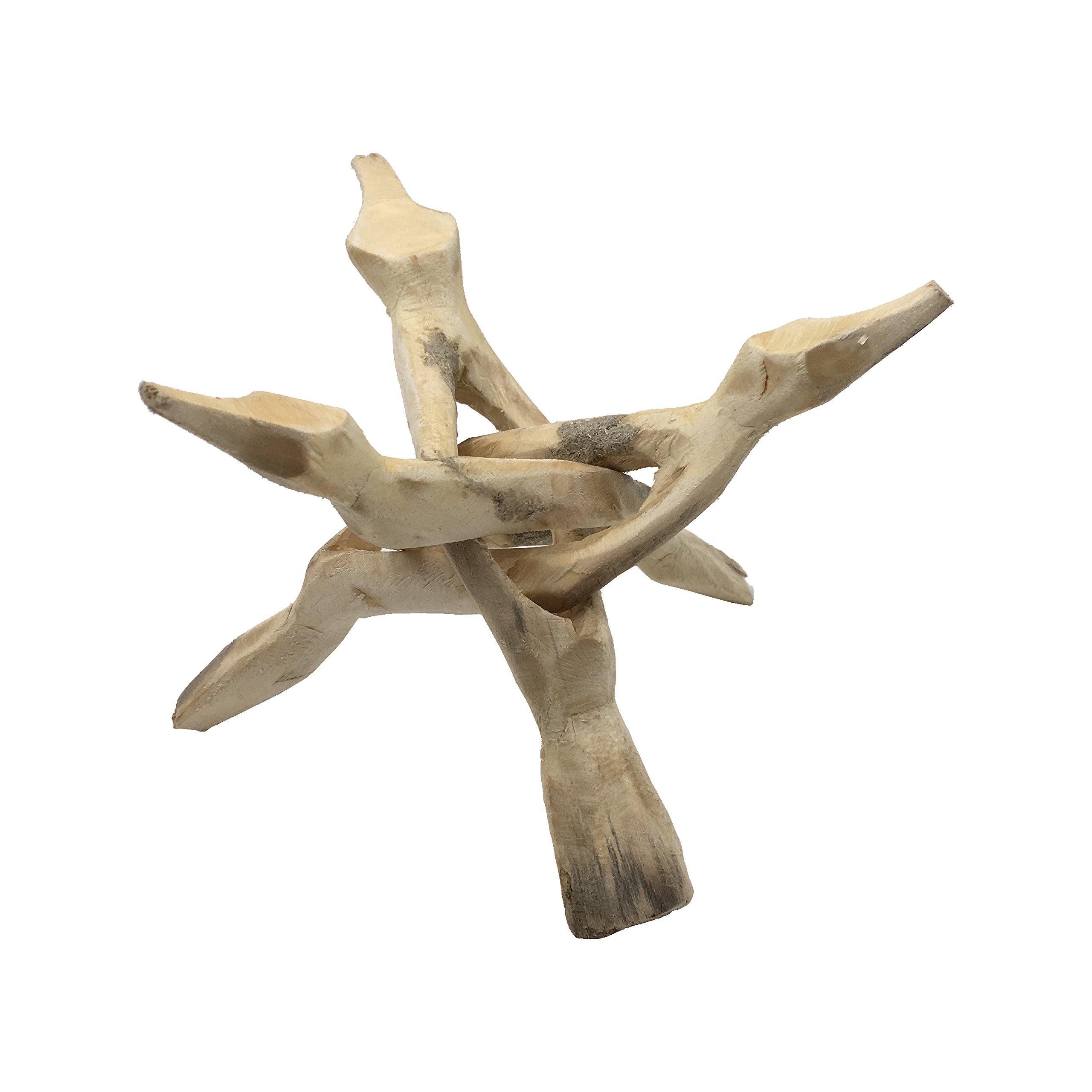Natural Wooden Tripod Stand - 6 Inch Home Decor Holder for Abalone Shell, Jewelry Dish, Trinket Tray, Key Bowl & Crystal Ball - Rustic Display Stand for Tabletop Decor, Wedding Centerpieces & Boho Room Accessories
