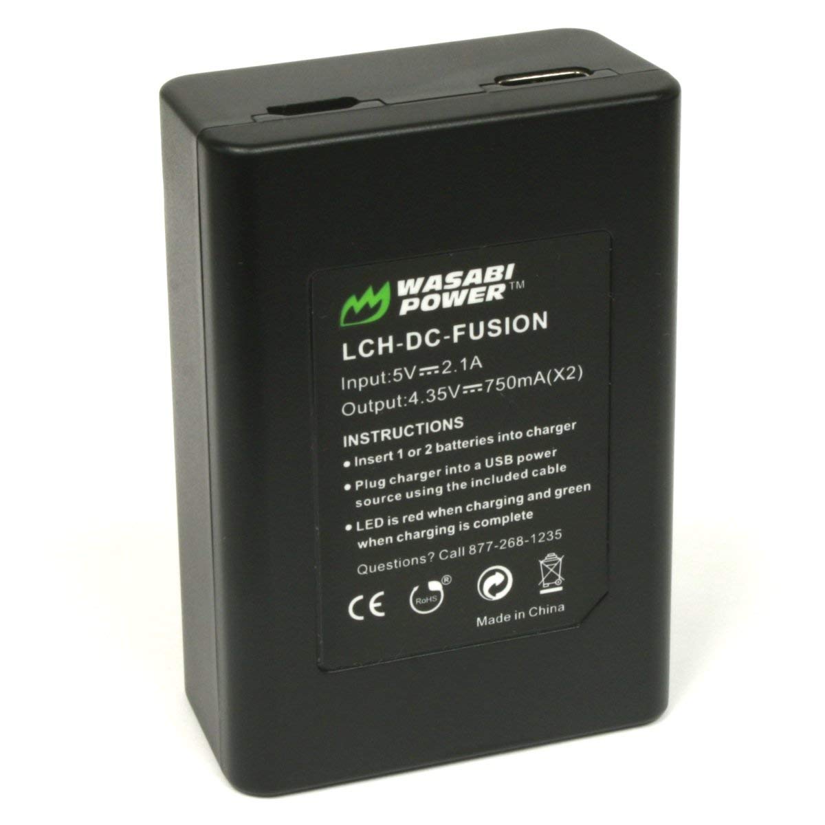 Wasabi Power Dual USB Battery Charger for Fusion and ASBBA-001 - Fast Charging for Cameras, Drones, and More - Perfect for Travel and Outdoor Photography