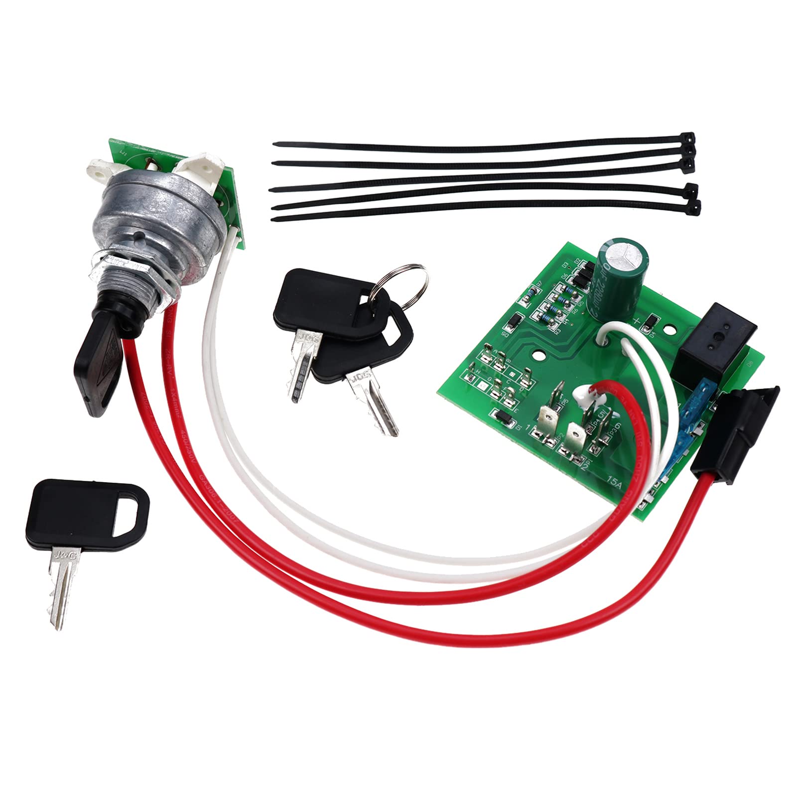 HOLDWELL Ignition Switch Module with 4 Keys & Tie Wraps - AM122913 Replacement for John Deere 325 (S/N 0-70000), 335, 345 Tractors | Perfect for Farm Equipment Maintenance & Tractor Repair