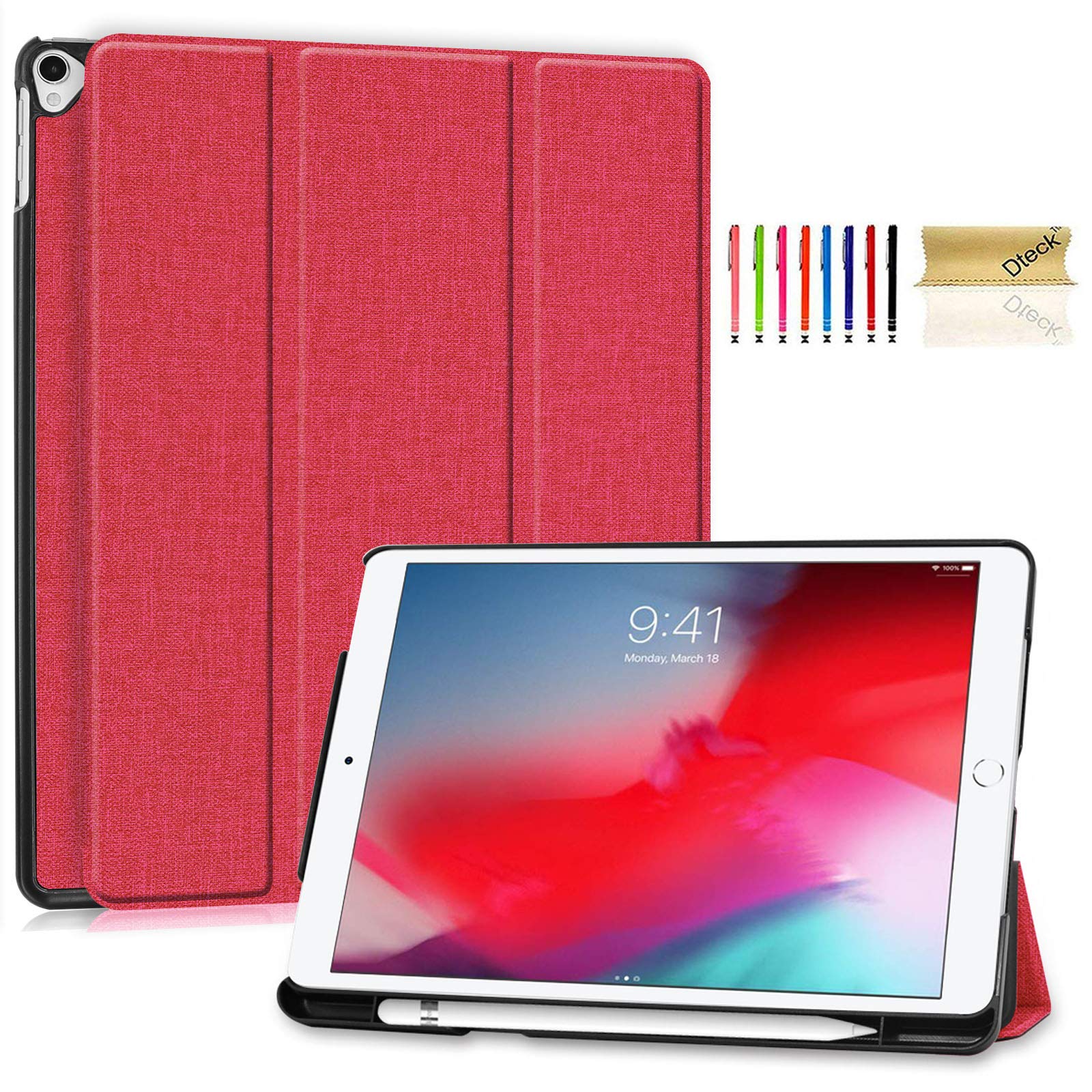 Dteck iPad 10.2 Case for iPad 9th/8th/7th Generation (2021/2020/2019 Models) - Ultra Slim Trifold Stand Cover with Pencil Holder, Shockproof Protection & Auto Sleep/Wake - Rose Pink | Perfect for Work, School & Travel
