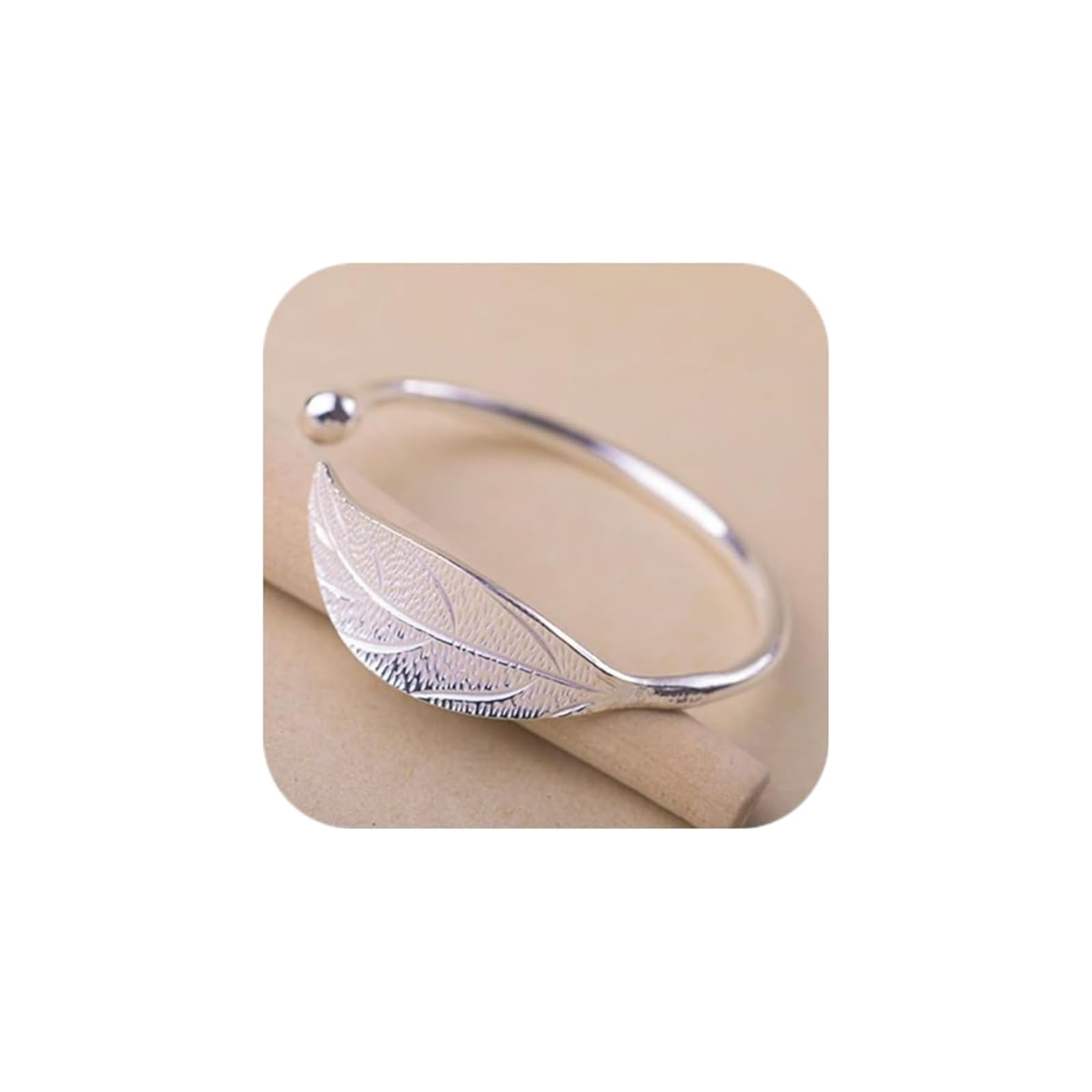 925 Sterling Silver Leaf Feather Bracelet - Elegant Open Bangle Cuff for Women, Frosted Finish Jewelry, Perfect Wedding Gift & Holiday Present - Ideal for Bridal Parties, Anniversaries, and Special Occasions