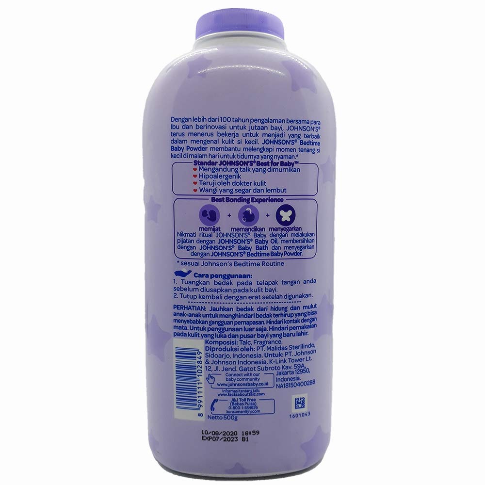 Johnson's Baby Powder 500g - Talc-Free for Gentle Skin Care & Bedtime Use