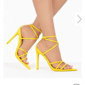 Yasmine Yellow Strappy Heels - Women's Fashion High Heel Sandals for Parties, Weddings & Summer Outfits | Comfortable Dress Shoes for Evening Events