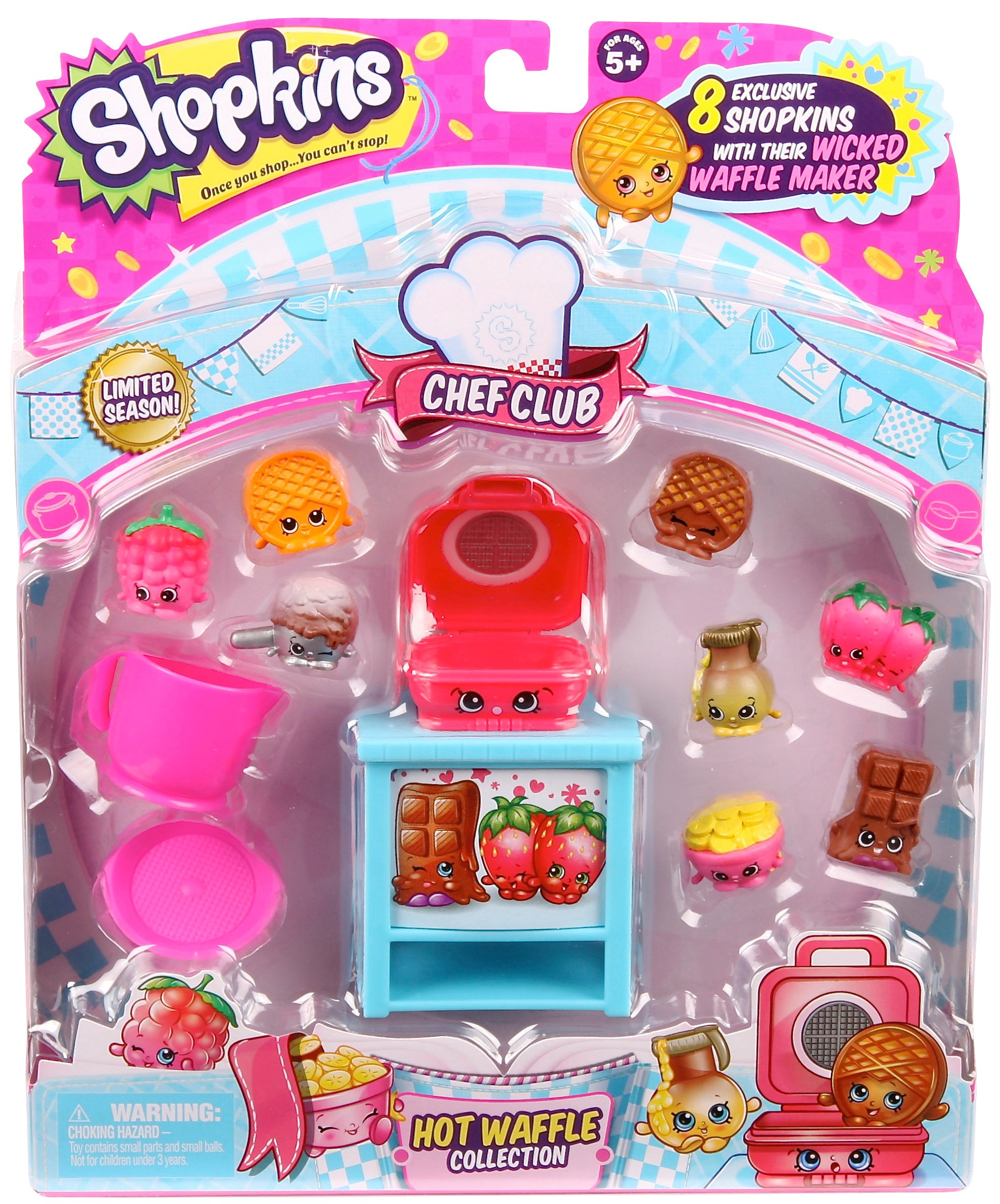 Shopkins Chef Club Hot Waffle Playset - 12 Piece Miniature Toy Food Set for Kids | Pretend Play, Collectibles & Party Favors | Perfect for Role Play, Birthday Gifts & Classroom Rewards