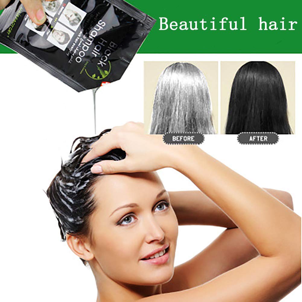 Black Hair Shampoo with Natural Ingredients - Instant Hair Dye & Strength Repair Conditioner | 5-Minute Gray Coverage for Men & Women | Perfect for Home Use & Travel