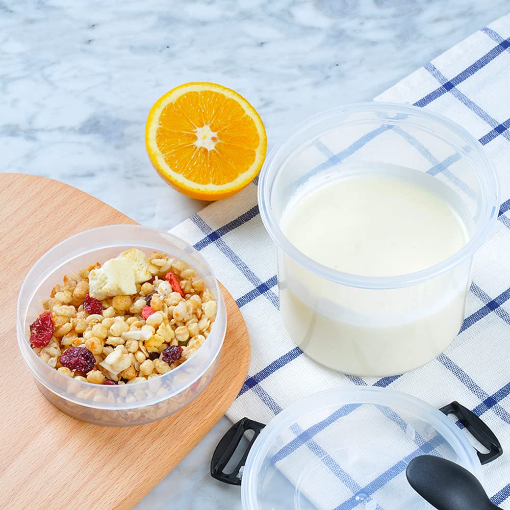 Reusable 20oz Plastic Dessert Cups with Locking Lids & Spoons - Airtight Yogurt, Parfait, Oatmeal & Cereal Storage Containers (Blue) - Perfect for Meal Prep, Snacks, Parties & On-the-Go