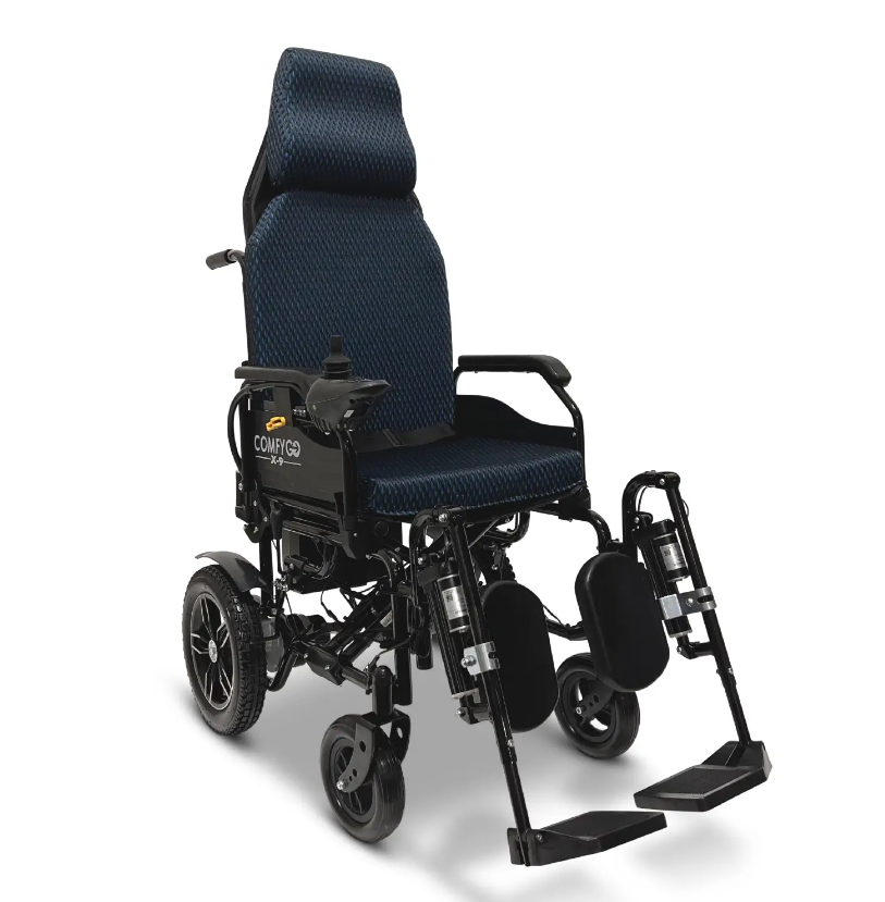 ComfyGO X9 Remote Control Electric Wheelchair - Power Wheelchair with Auto Reclining Backrest & Adjustable Leg Rests | Lightweight Mobility Scooter for Seniors & Disabled | Indoor/Outdoor Use for Home, Hospital & Travel