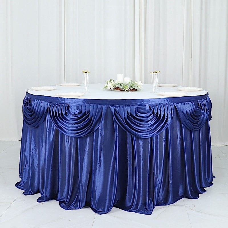Elegant Satin Table Skirt - Classic Drape Tablecloth for Wedding, Banquet & Party Decor - Perfect for Formal Events & Home Decorations