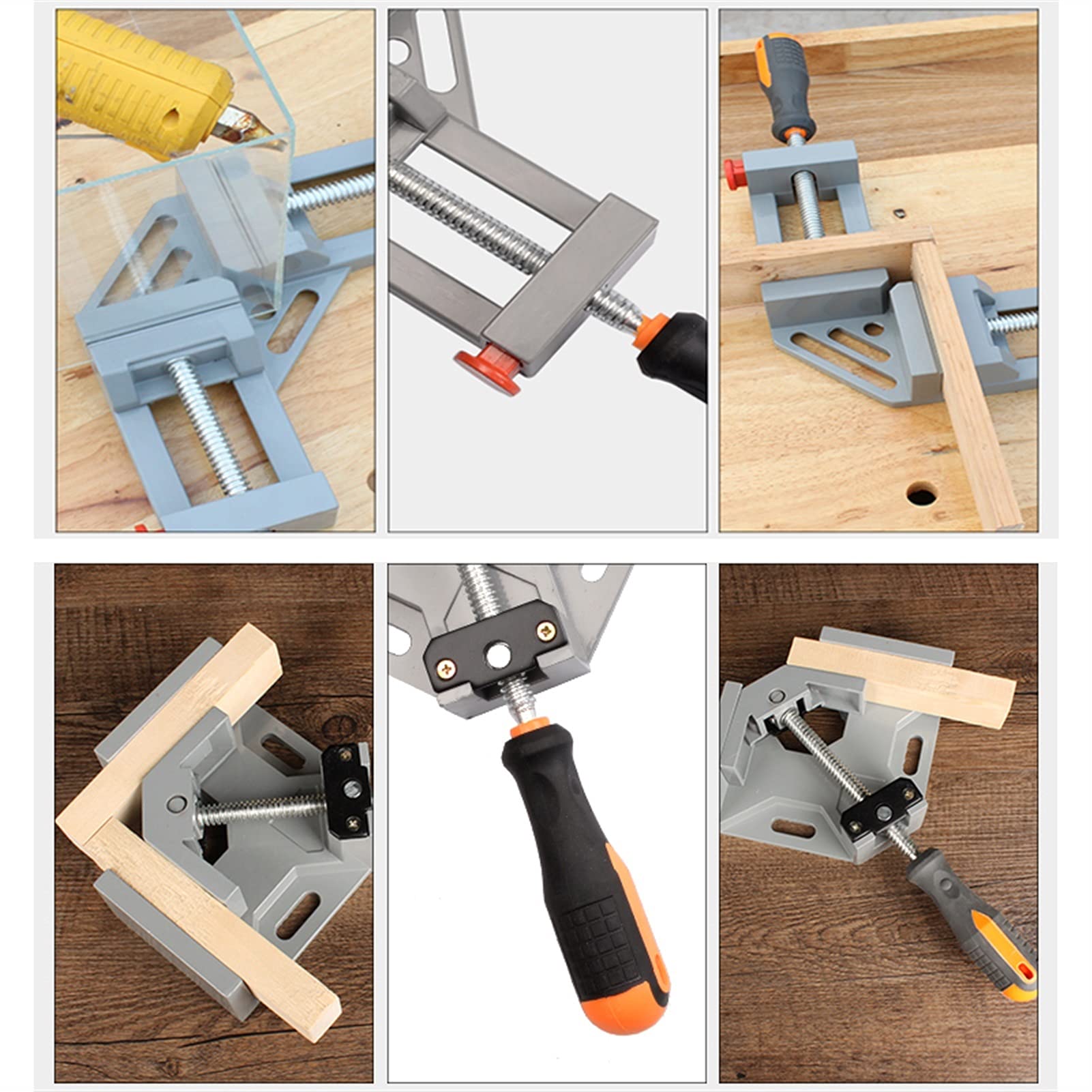 JMORCO 90 Degree Angle Clamp Set - Double Handle Corner Clamps for Woodworking, Framing & Photo Joining - Perfect for DIY Projects, Cabinet Making, Picture Frame Assembly & Wood Crafts (Size C)