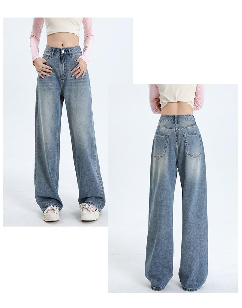 YELLOOP Women's Y2K Baggy Jeans - High Waisted Wide Leg Denim Pants for 2024 Fall Fashion | Streetwear, Casual Outfits & Retro Style