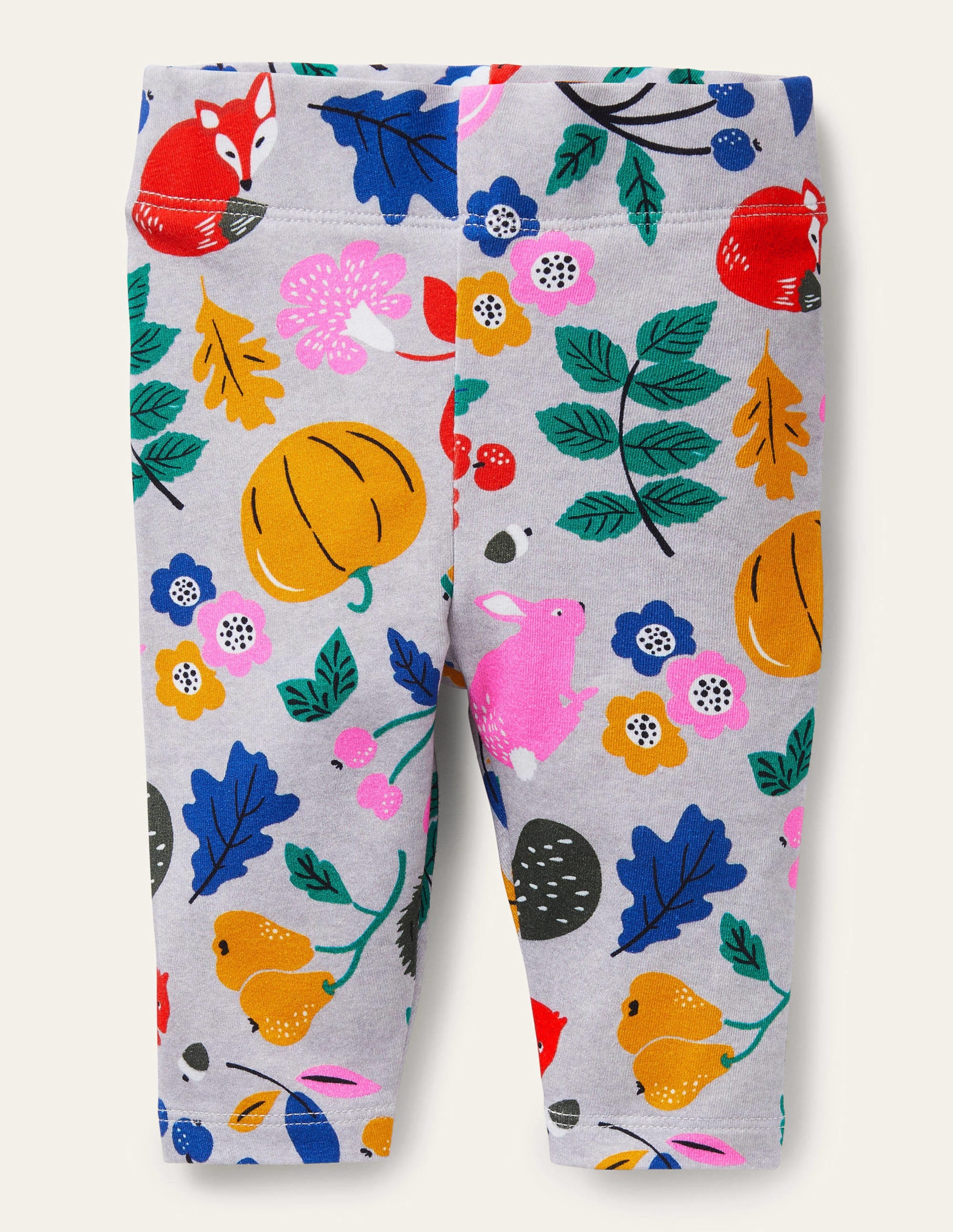 Baby Leggings Grey Marl Forest Friends - Soft & Comfortable Toddler Leggings for Boys & Girls - Perfect for Playtime, Daycare & Outdoor Adventures
