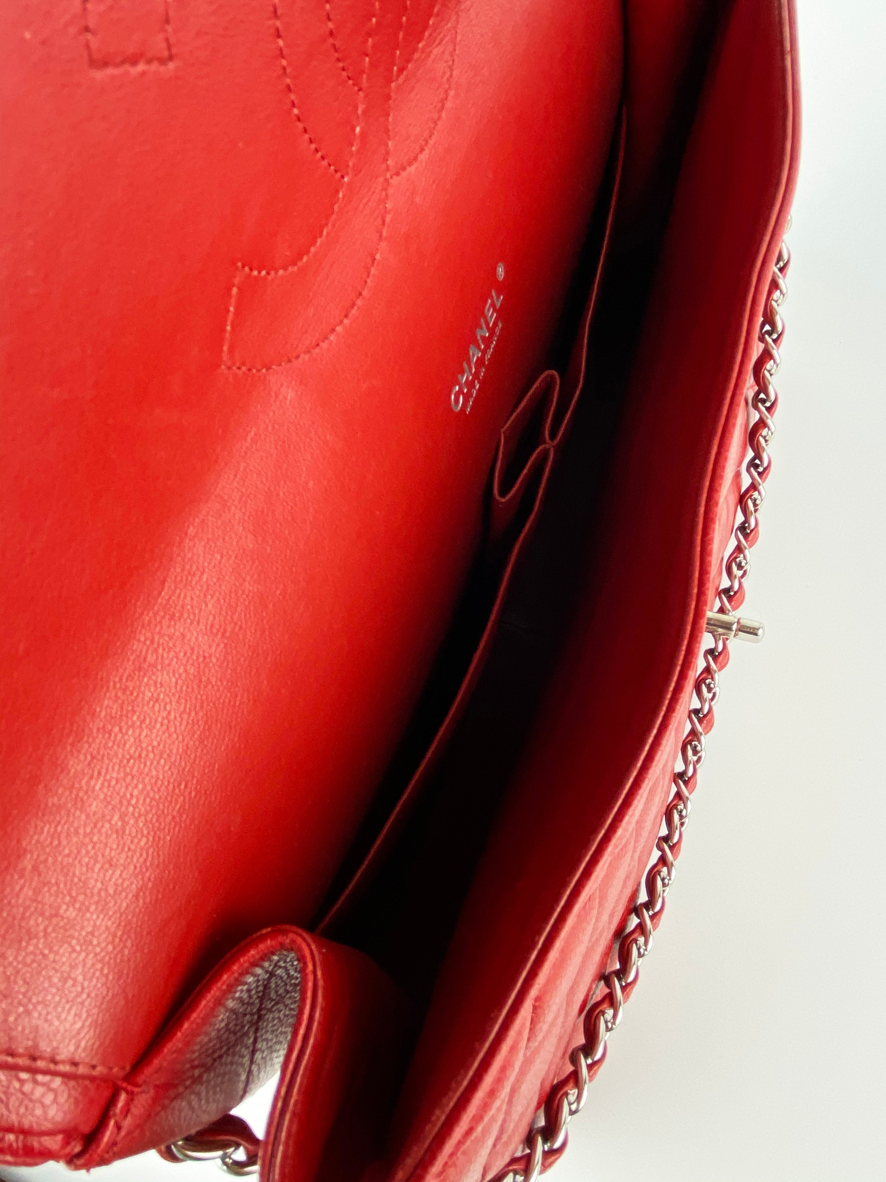 Chanel Red Maxi Classic Flap Bag - Luxury Leather Shoulder Bag for Women | Timeless Designer Handbag for Evening Parties, Weddings & Special Occasions