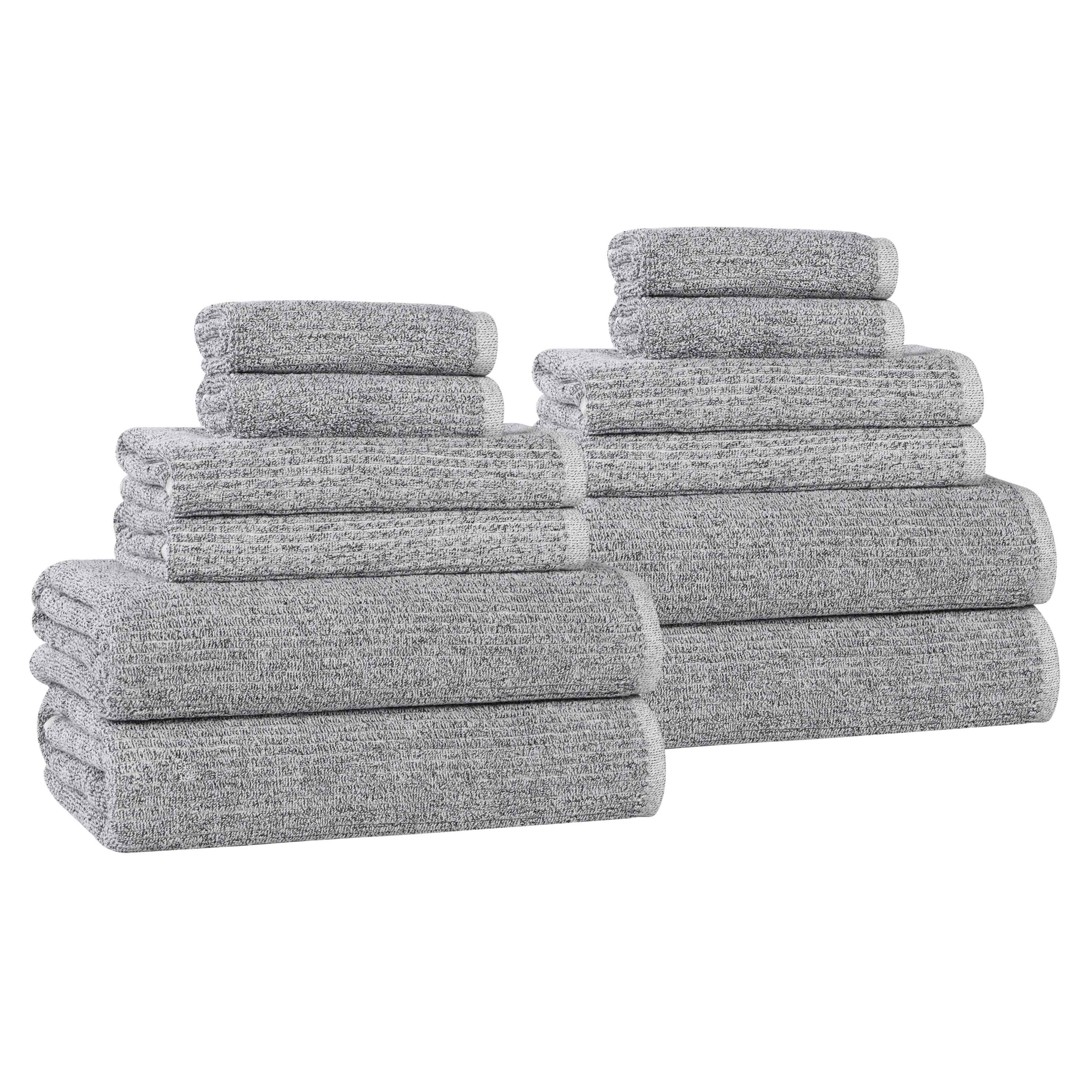 Premium 12-Piece Cotton Blend Ribbed Towel Set - Ultra Soft & Absorbent Bath Towels for Spa, Gym & Luxury Home Use
